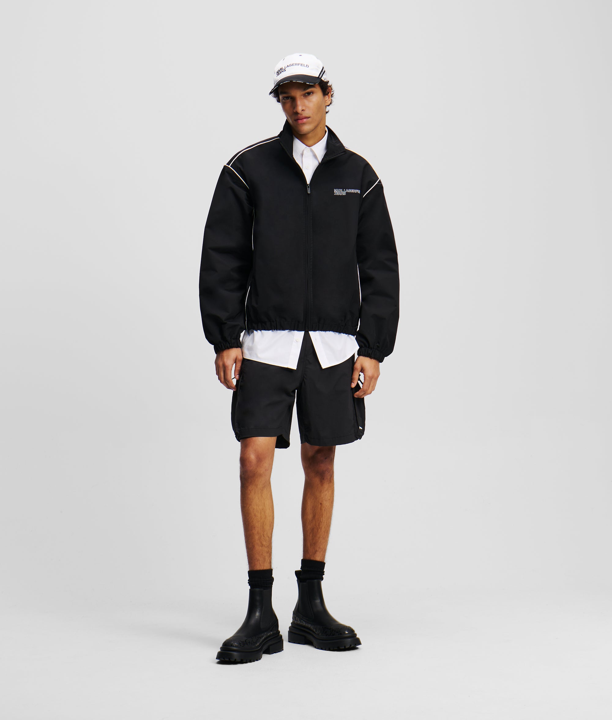 ジャケット WOOALONG Track logo piping crop zipup BLACK zipup WOOALONG ジャケット logo Track BLACK piping crop