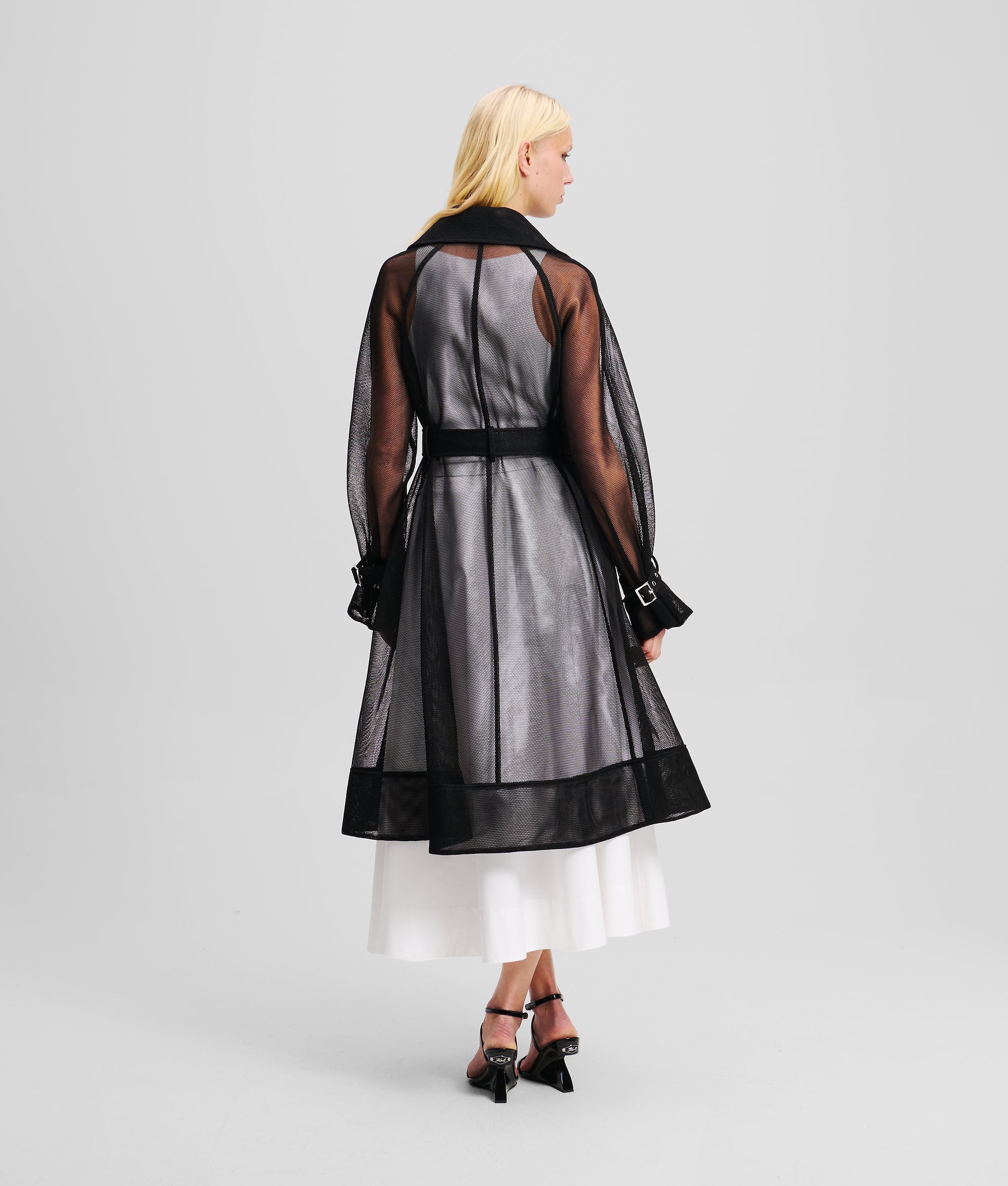 MESH TRENCH COAT | Black | Women | KARL LAGERFELD