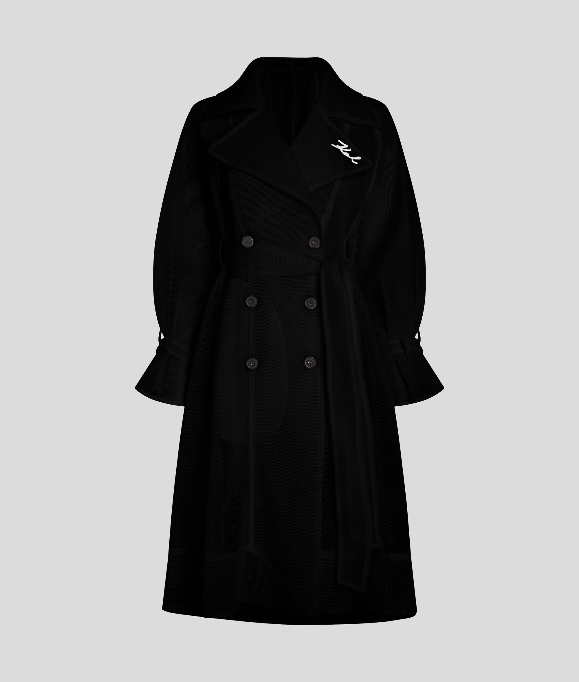 MESH TRENCH COAT | Black | Women | KARL LAGERFELD