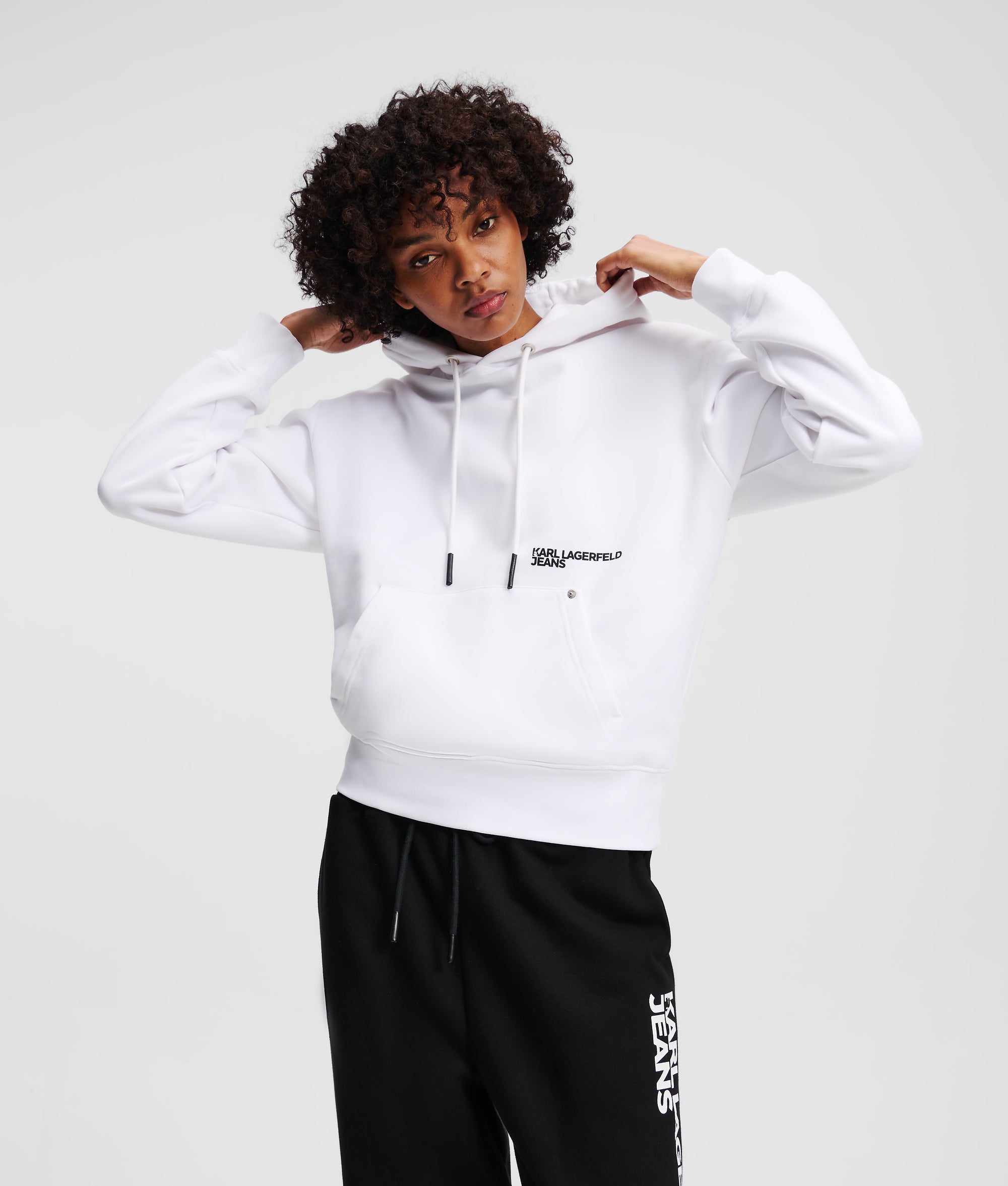 KARL PROFILE RELAXED HOODIE White Women KARL LAGERFELD