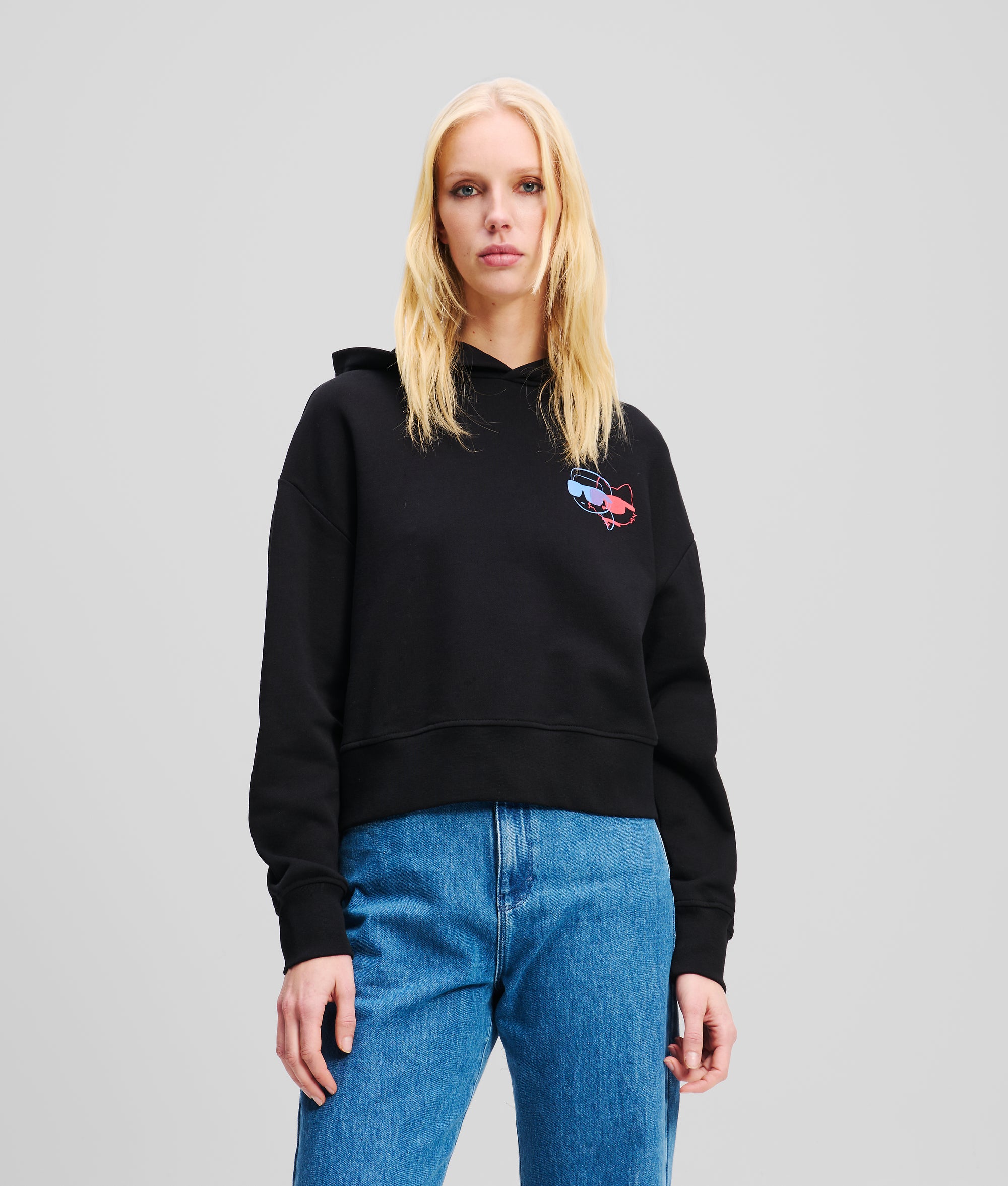 IKON カラーポップ クロップドパーカー | ブラック | レディース