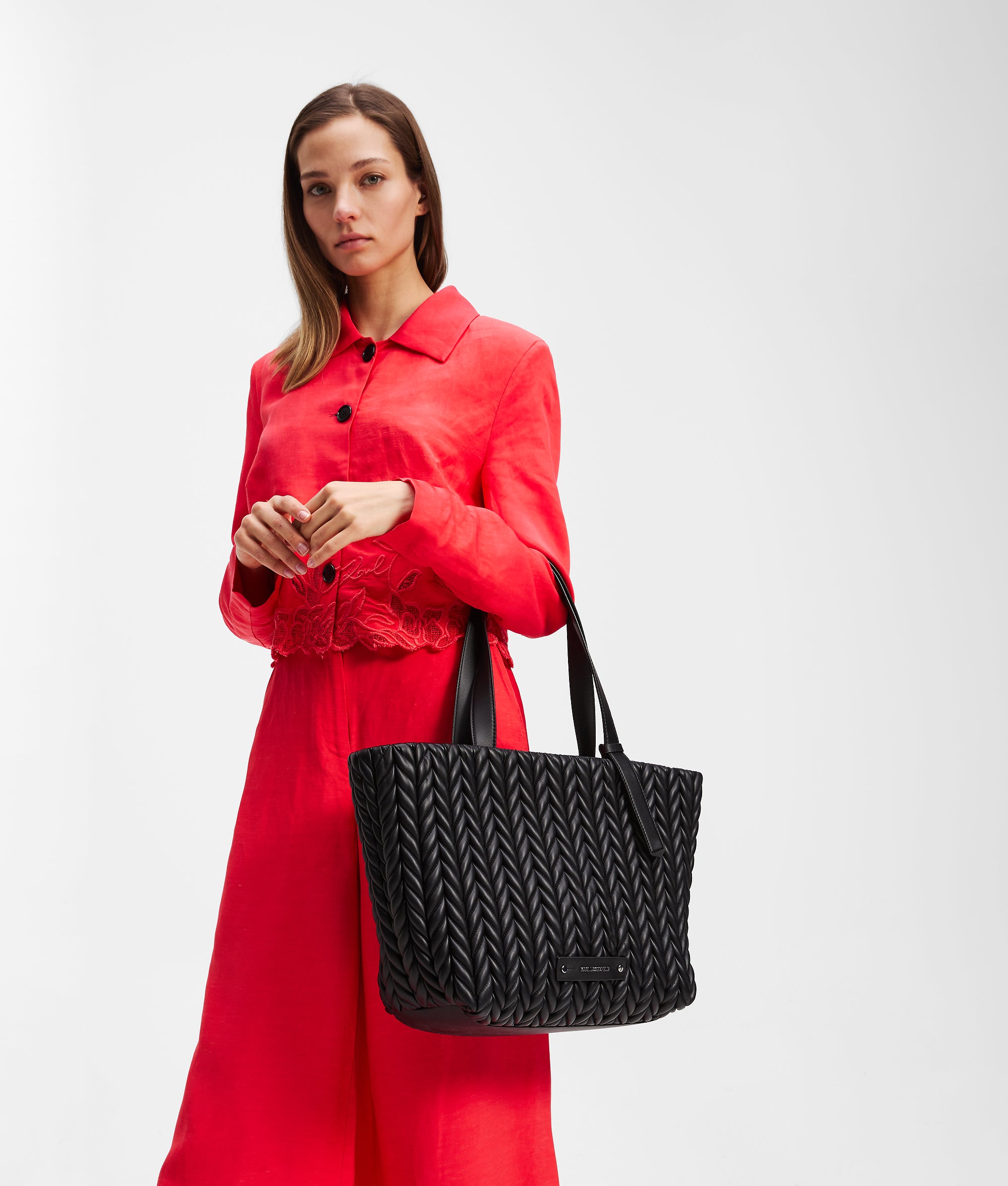 K/WEAVE LARGE TOTE BAG Black-Nickel Women KARL LAGERFELD