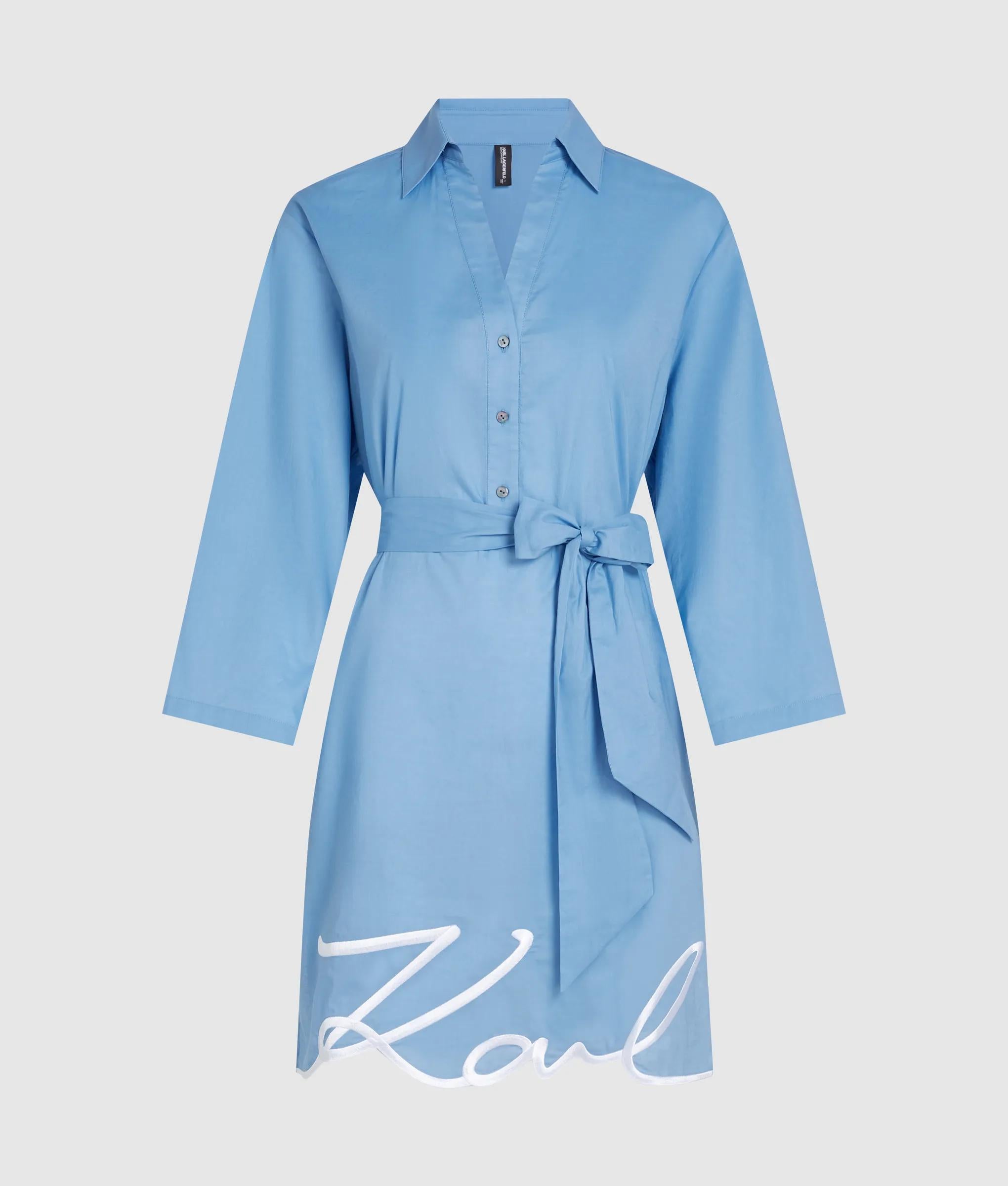 karl lagerfeld dress blue Button-Embellished MIDI Sweater Dress Blue / M