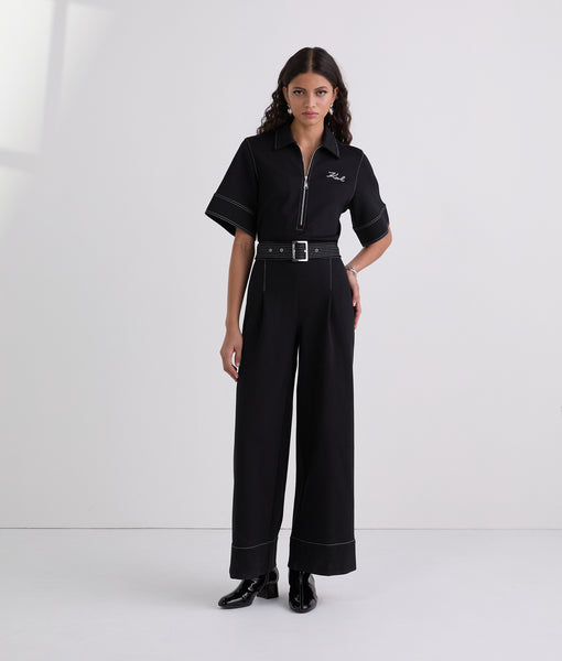 CONTRAST STITCH JUMPSUIT Black Women KARL LAGERFELD
