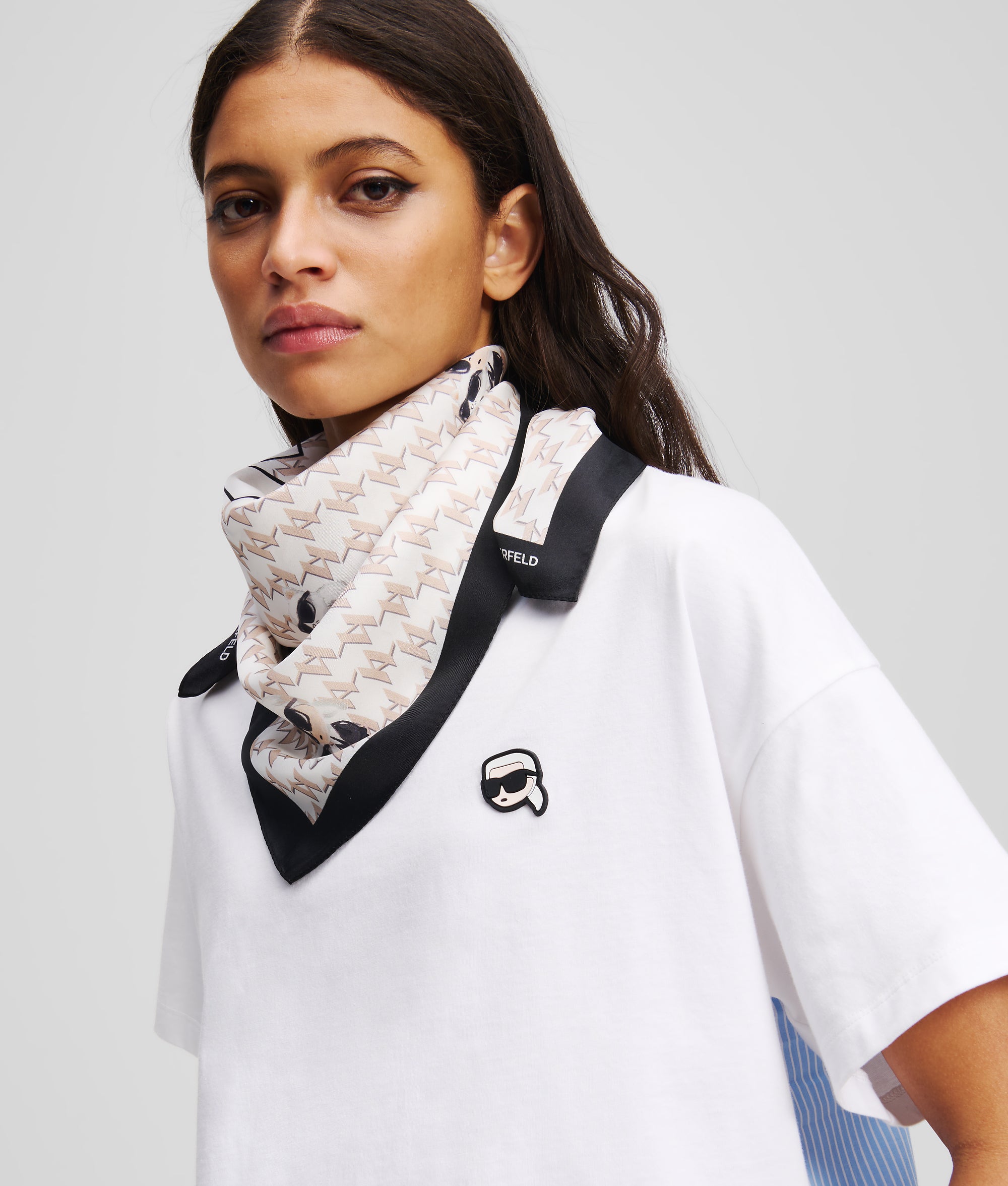 IKON SILK SCARF White Women KARL LAGERFELD - Main Image