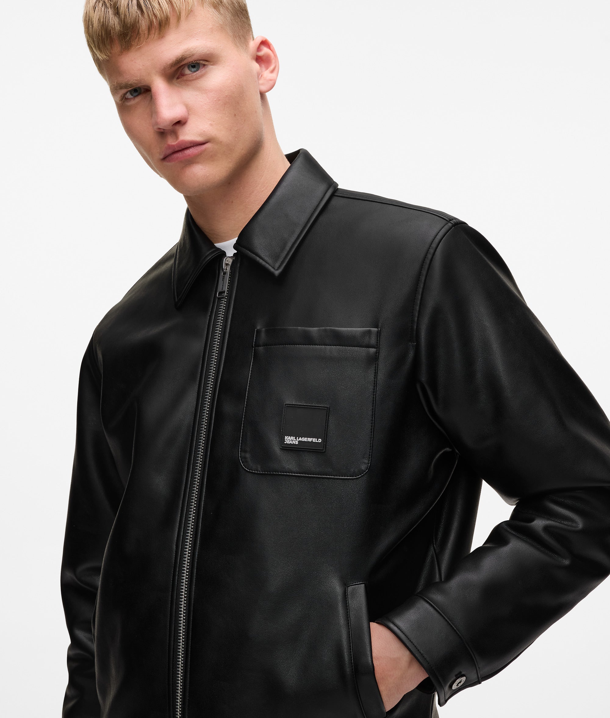 Faux-leather jacket Black Men KARL LAGERFELD - Main Image