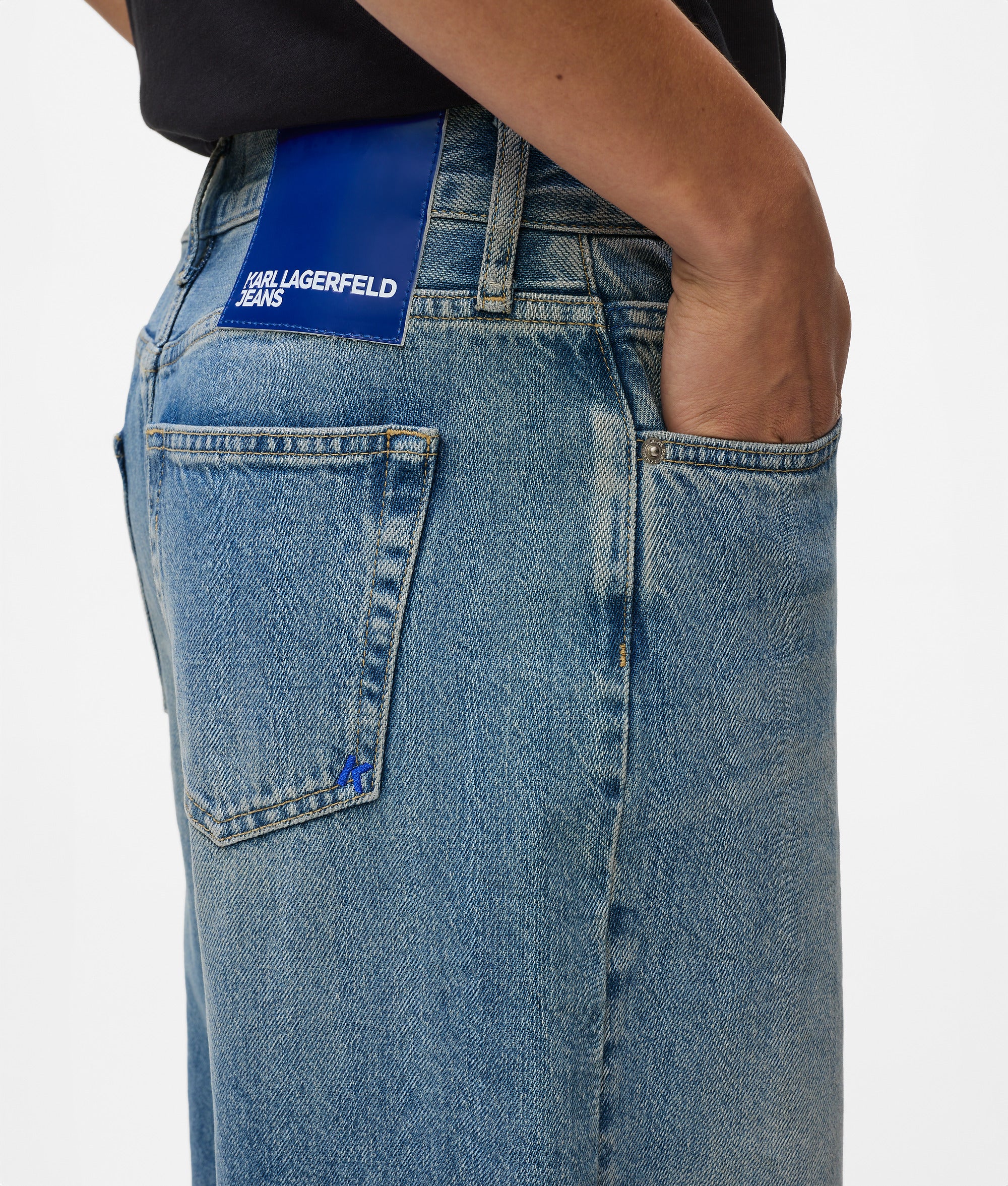 Bolso Bandolera Karl Lagerfeld Jeans Para Mujer | Estampado Monocromo Azul, Logo Boxed | Talla única