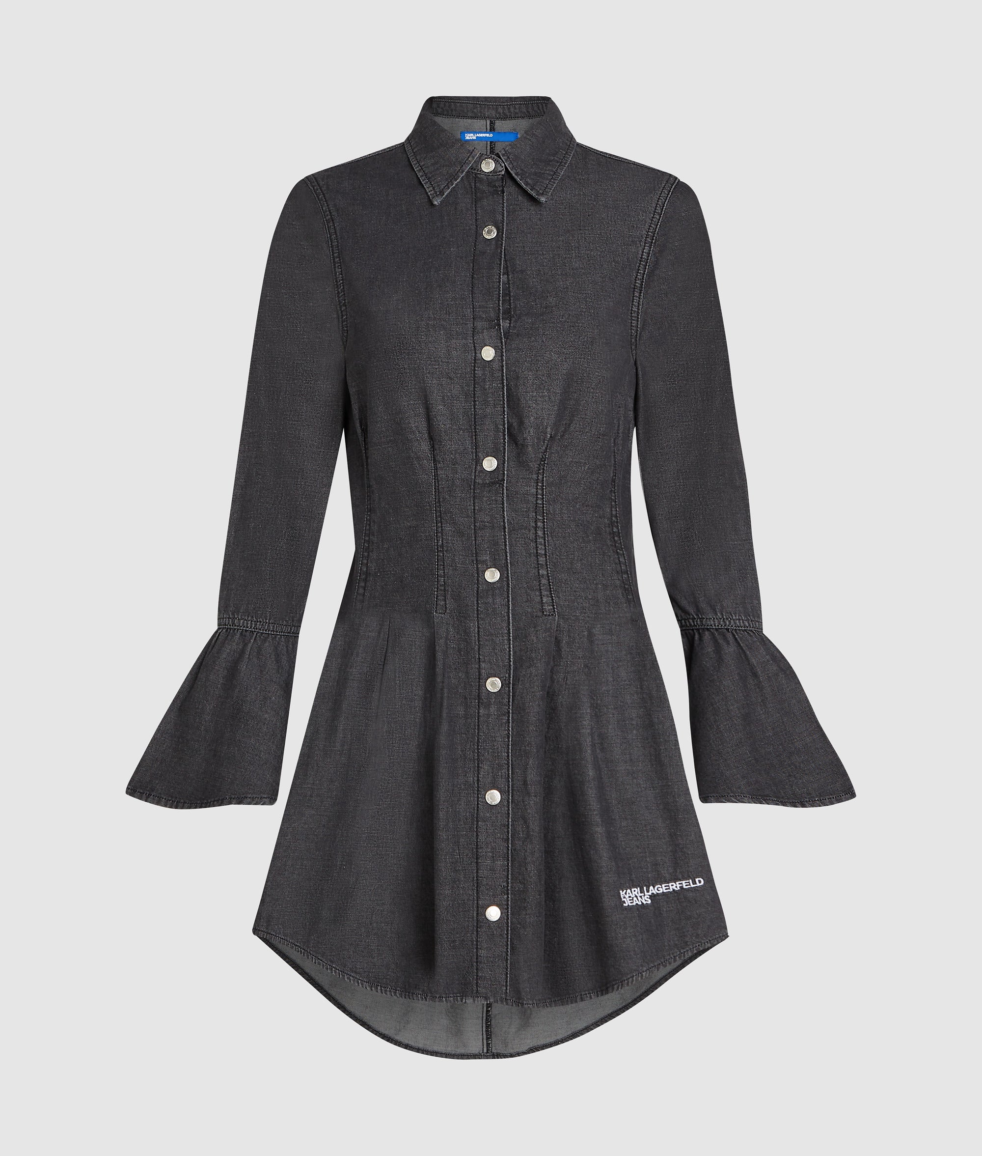 Flared denim dress | Washed Black | Women | KARL LAGERFELD
