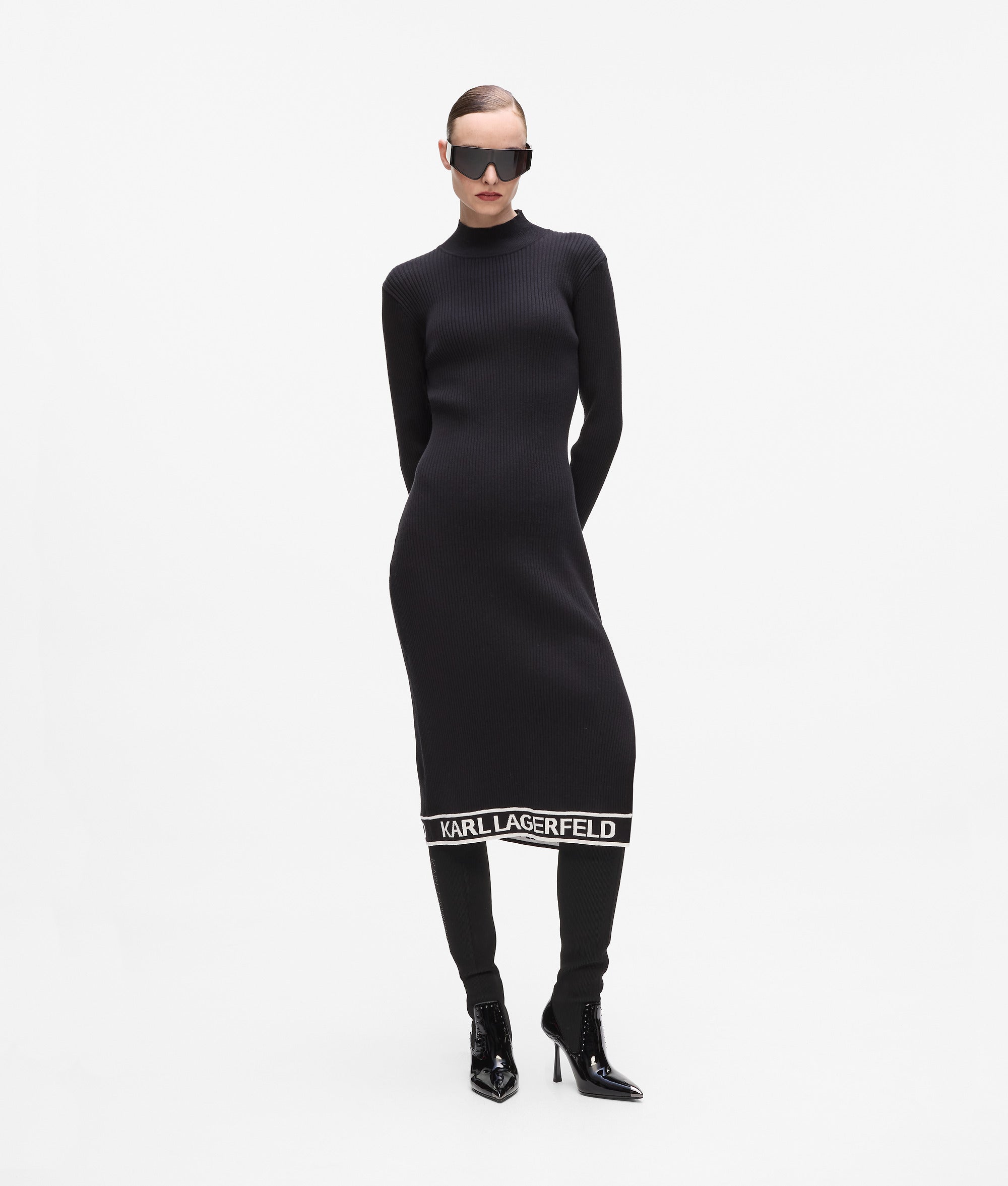karl lagerfeld black dress with pearls Women's Pearl Heart T-Shirt Dress | Black