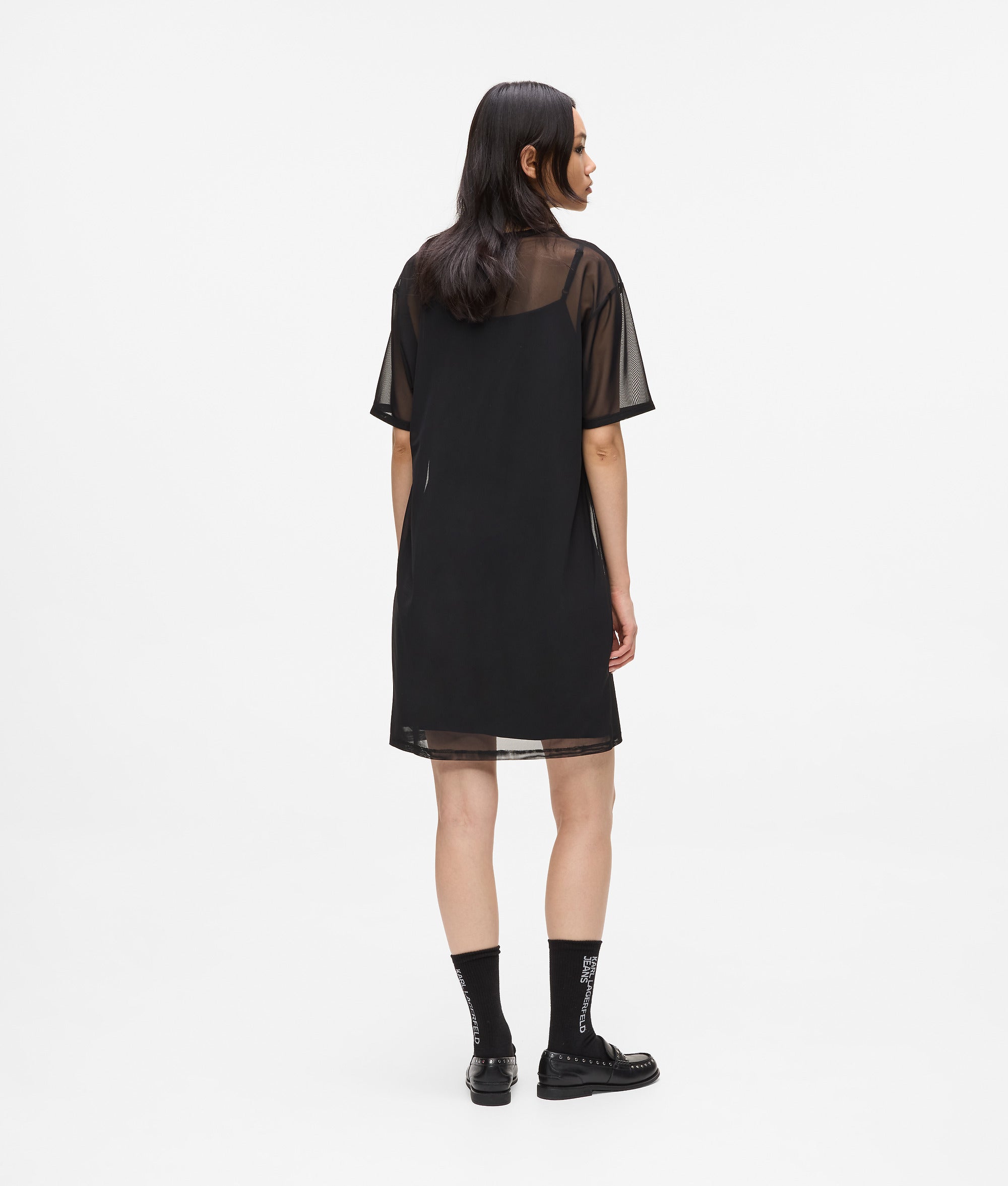 Mesh T-shirt dress | Black | Women | KARL LAGERFELD | Page 1 Mesh T-shirt dress | Black | Women | KARL LAGERFELD | Page 1