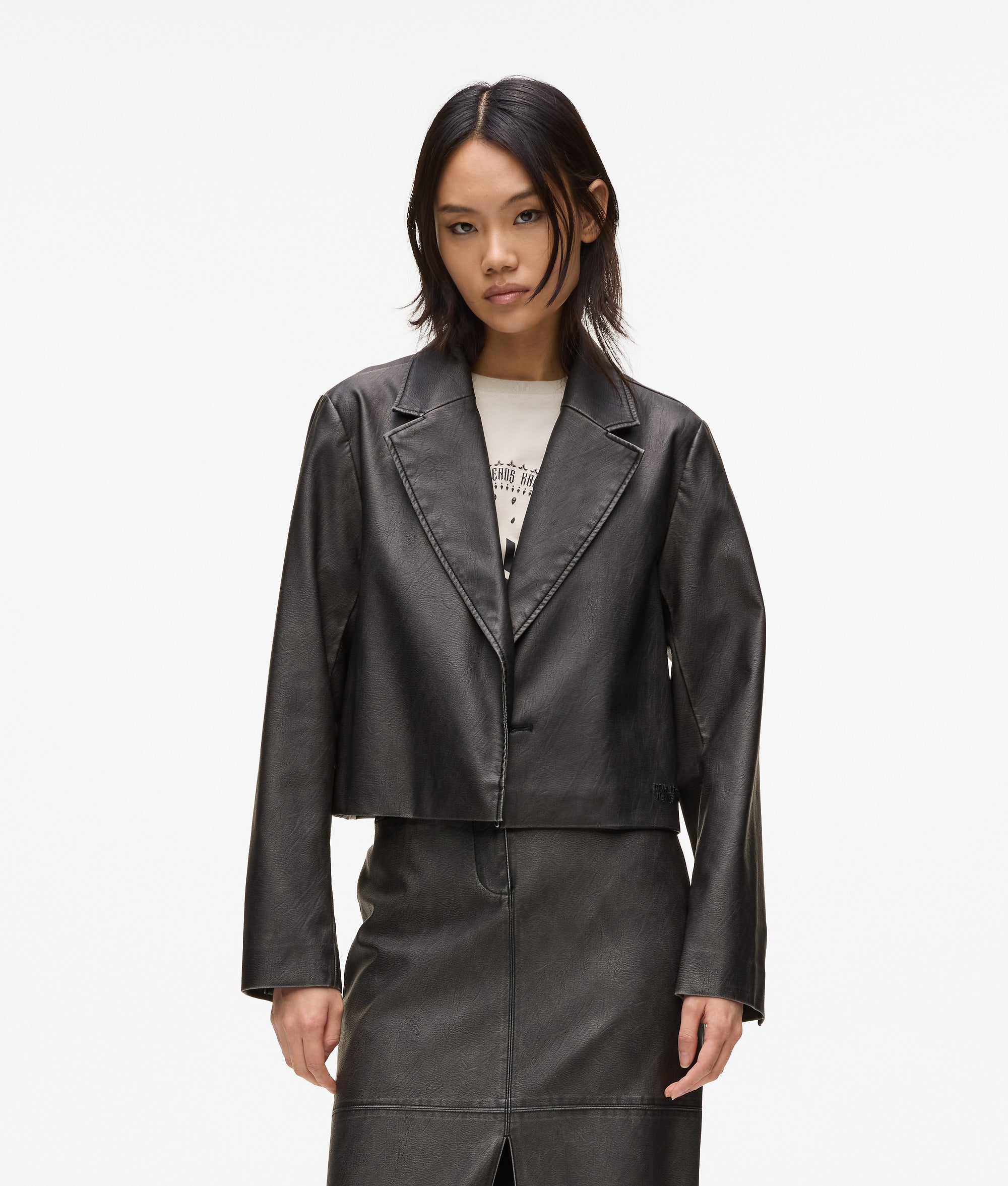 Midi faux-leather skirt | Black | Women | KARL LAGERFELD