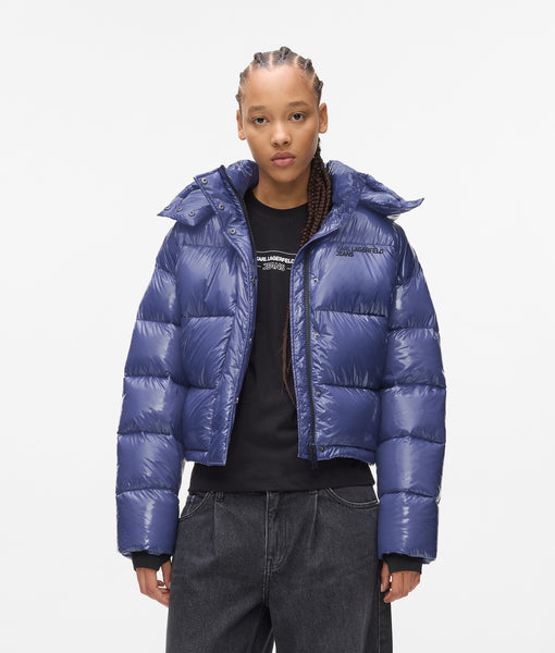 Shiny boxy puffer jacket | Skipper Blue | Women | KARL LAGERFELD