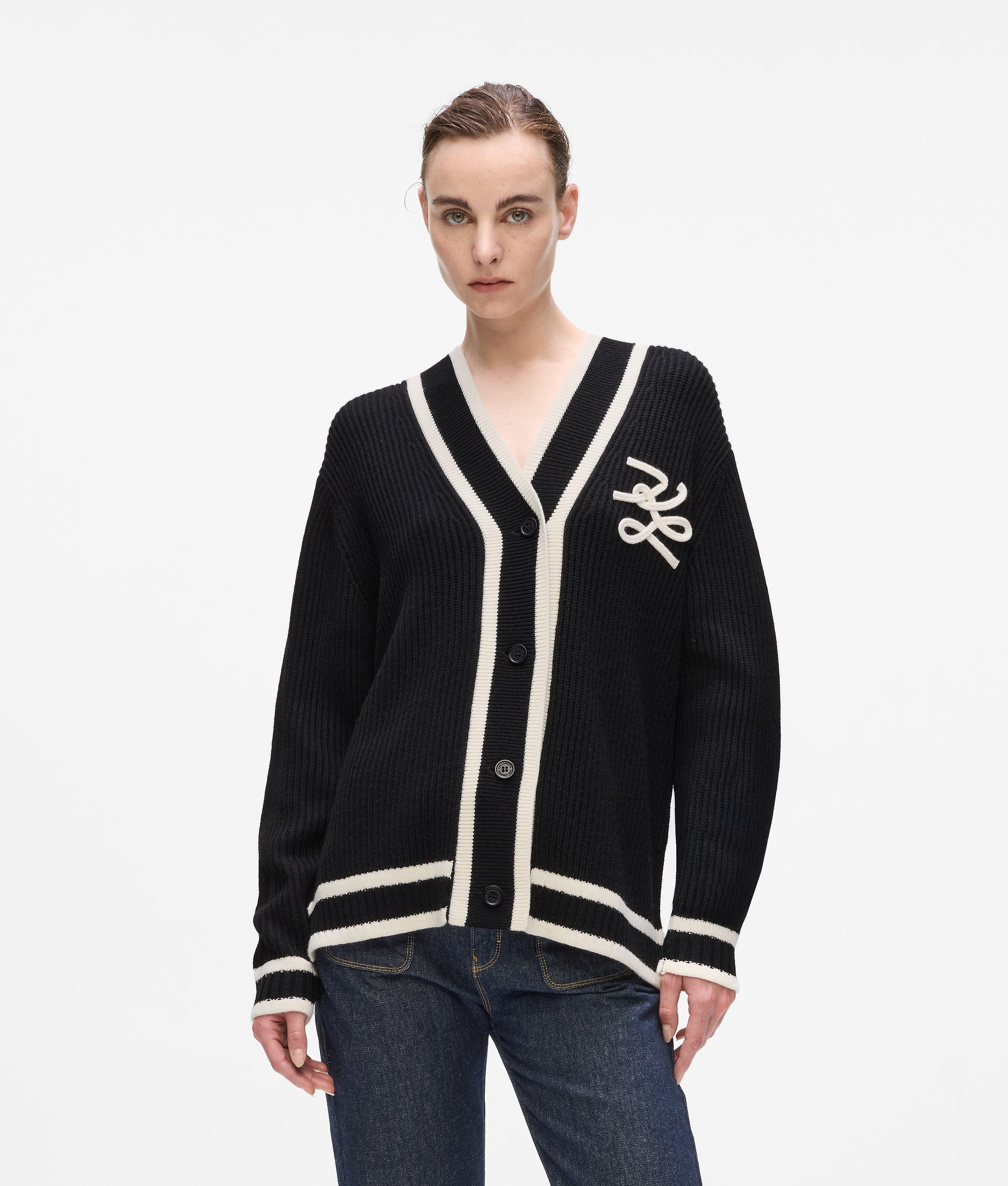 【vintage】カールラガーフェルド　チェスターコート　テーラード　黒 2025年最新】Karl Lagerfeld レディース ノーカラージャケットの