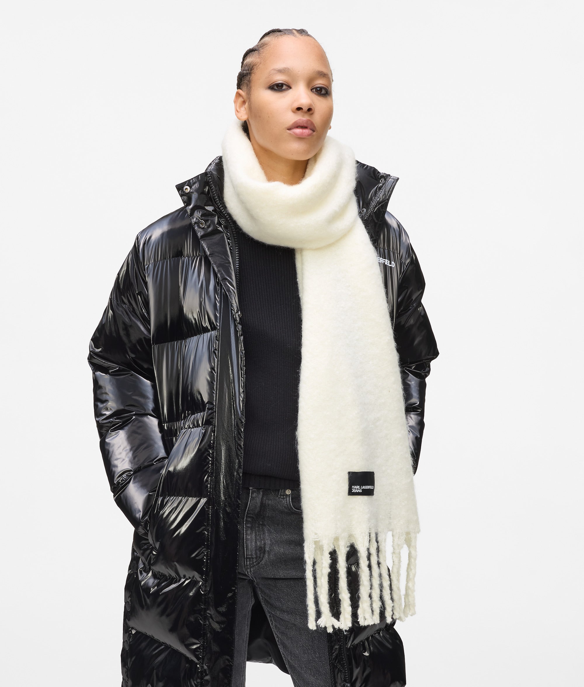 Fluffy scarf Off White Women KARL LAGERFELD