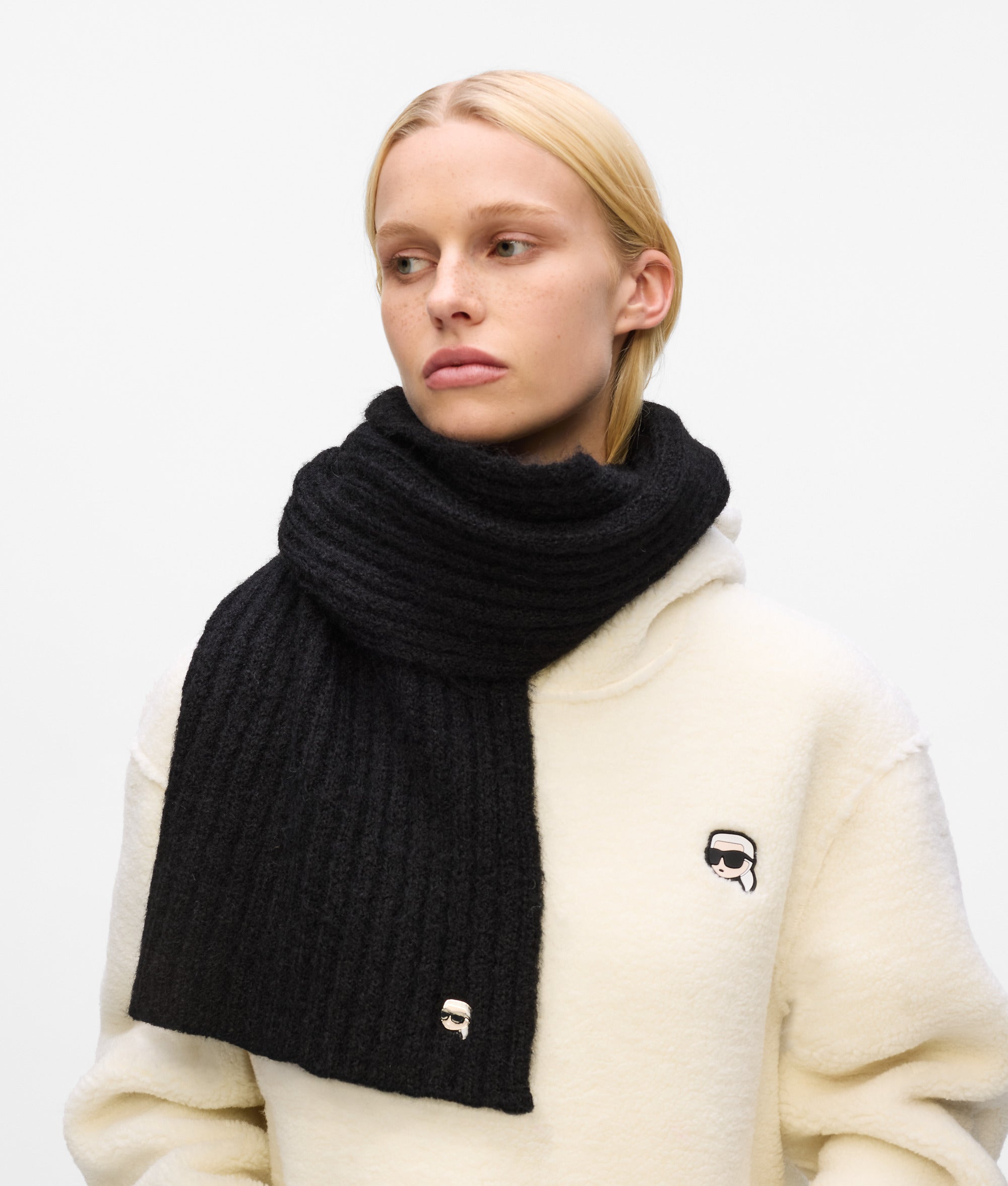 Ikon knit scarf Black Women KARL LAGERFELD - Main Image