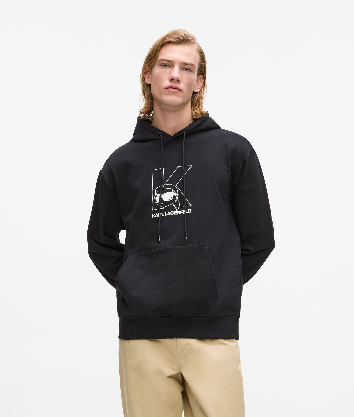Sudadera con capucha Ikon con la inicial K Negro Hombre KARL