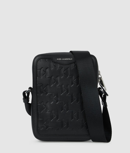 K/Loom leather crossbody bag | Black | Men | KARL LAGERFELD US