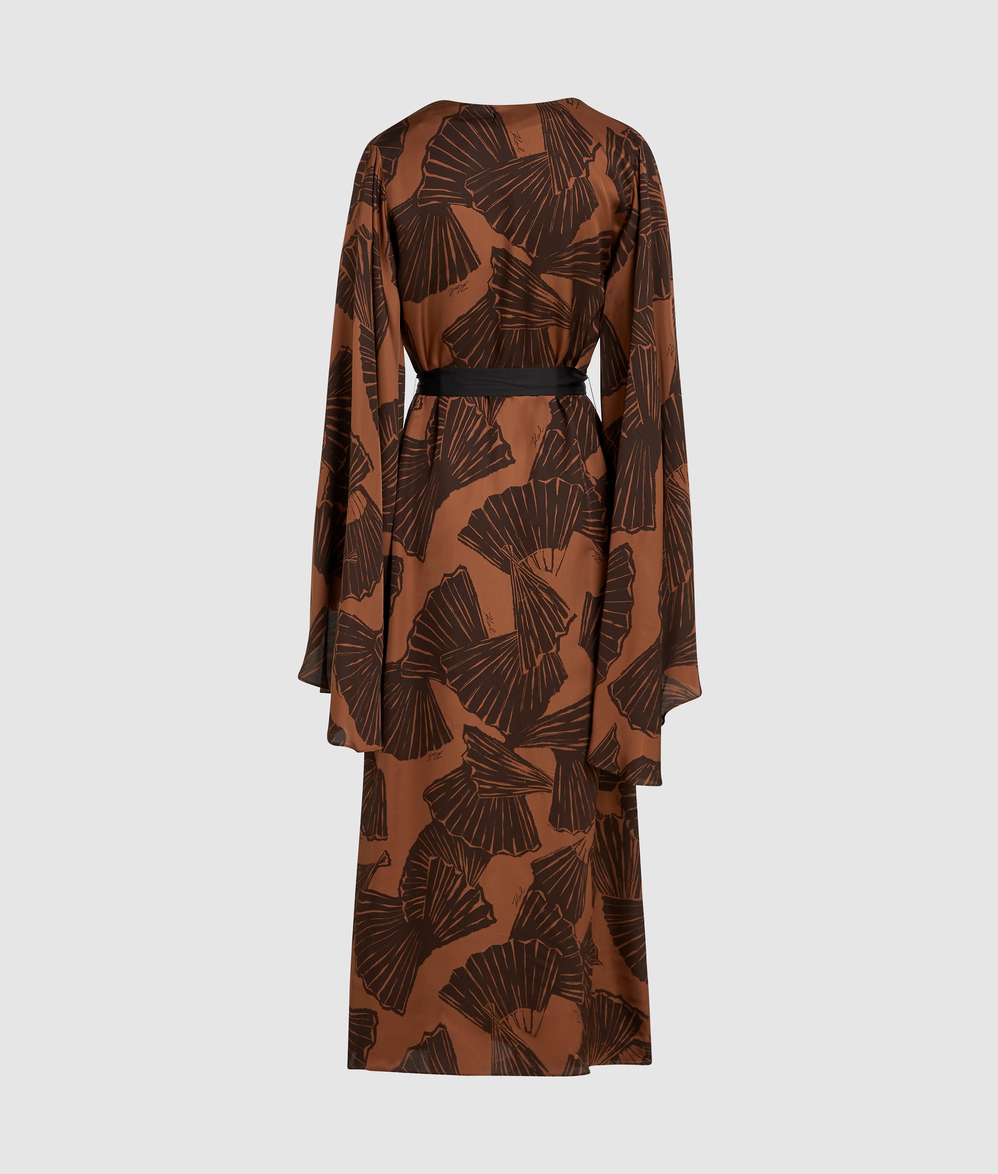 Karl Lagerfeld - Fan Print Kaftan Dress, Woman, Brown, Size: 4 Karl Lagerfeld - Fan Print Kaftan Dress, Woman, Brown, Size: 4