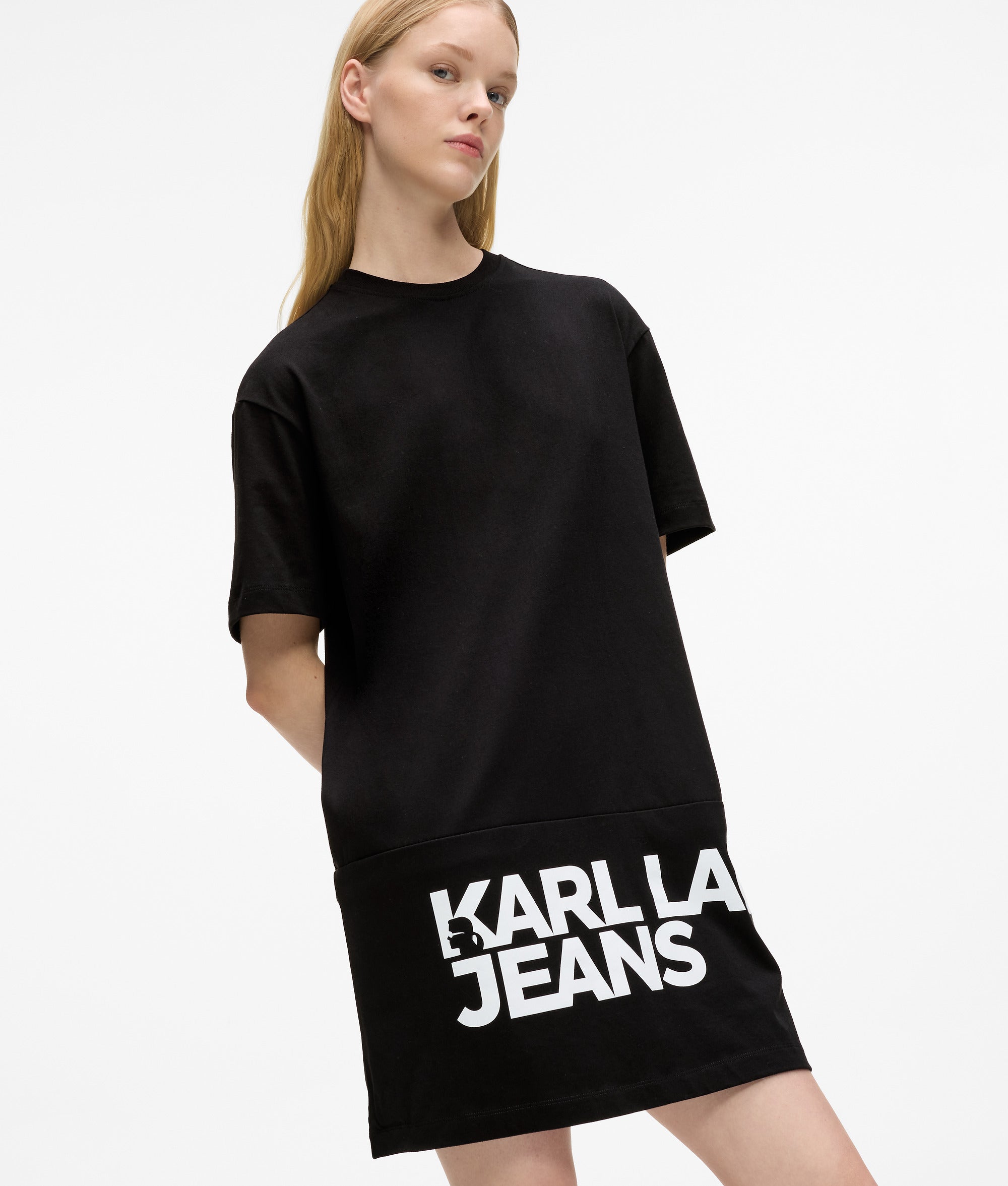 karl lagerfeld t shirt dress women KARL LAGERFELD SS24 Ringer T-shirt Dress with Karl Iconic