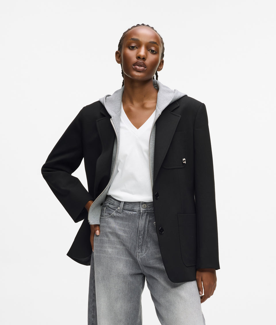 Blazer Noir KARL LAGERFELD - Taille 34 - Manches Longues - Motif Pois - Neuf Avec étiquettes - Idéal Cocktail / Bureau