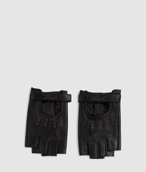 warum trägt karl lagerfeld handschuhe K/Signature Fingerlose Handschuhe | Schwarze Verzierung | Damen