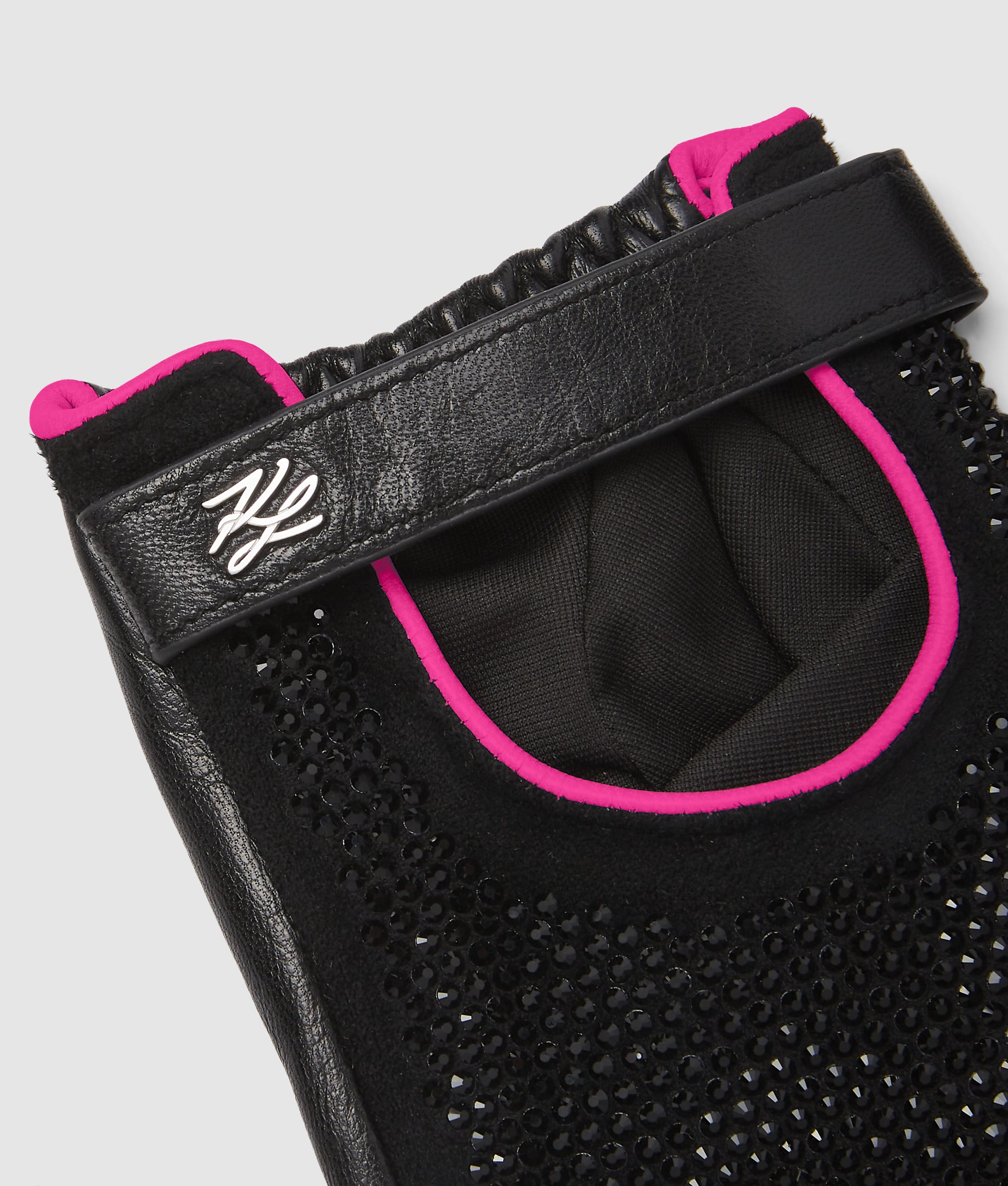 karl lagerfeld fingerlose handschuhe Exklusive fingerlose K/Autograph-Handschuhe mit Strass | Schwarze Verzierung | Damen