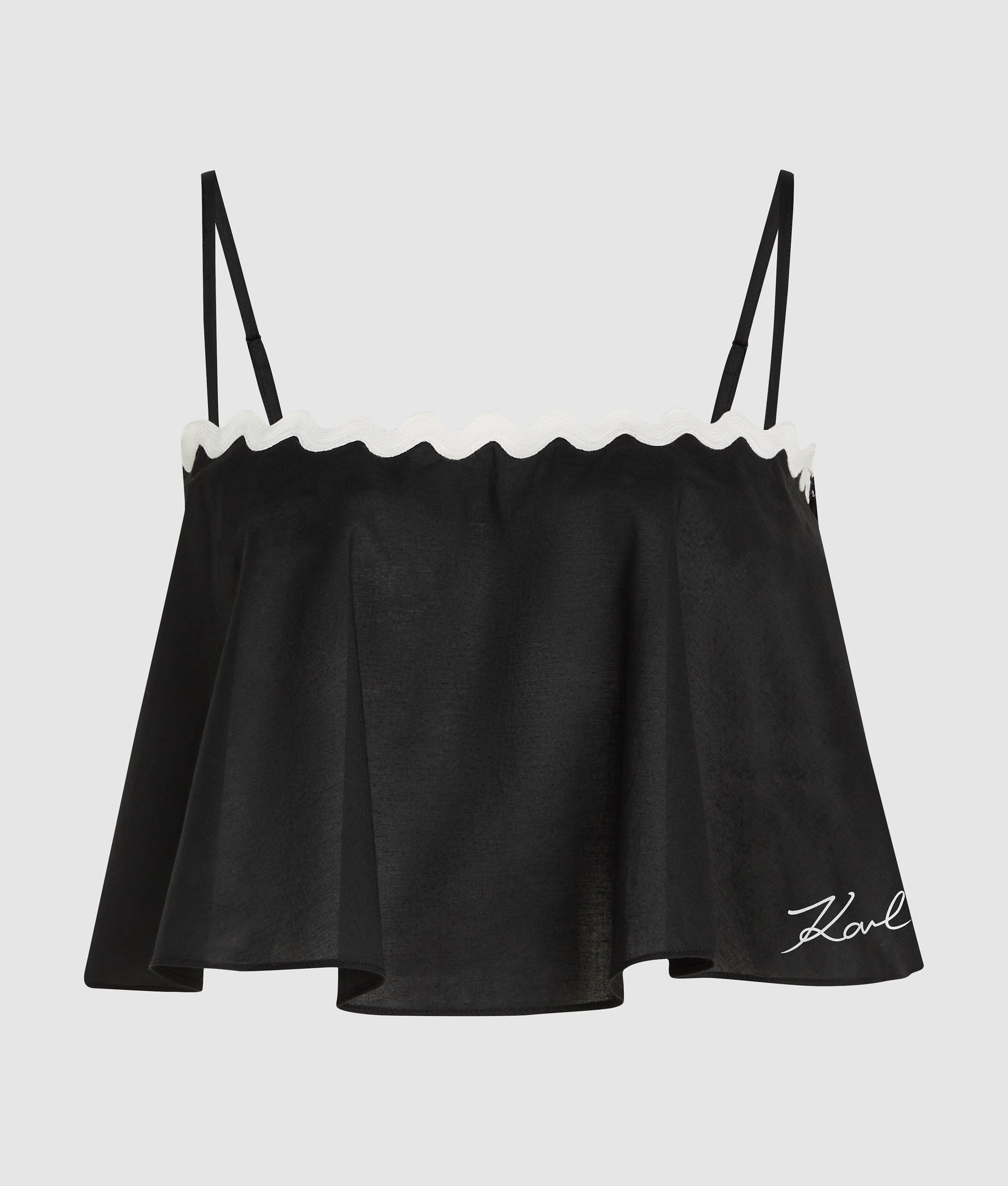 TOP CROPPED PLAYERO FESTONEADO Negro Mujer KARL LAGERFELD