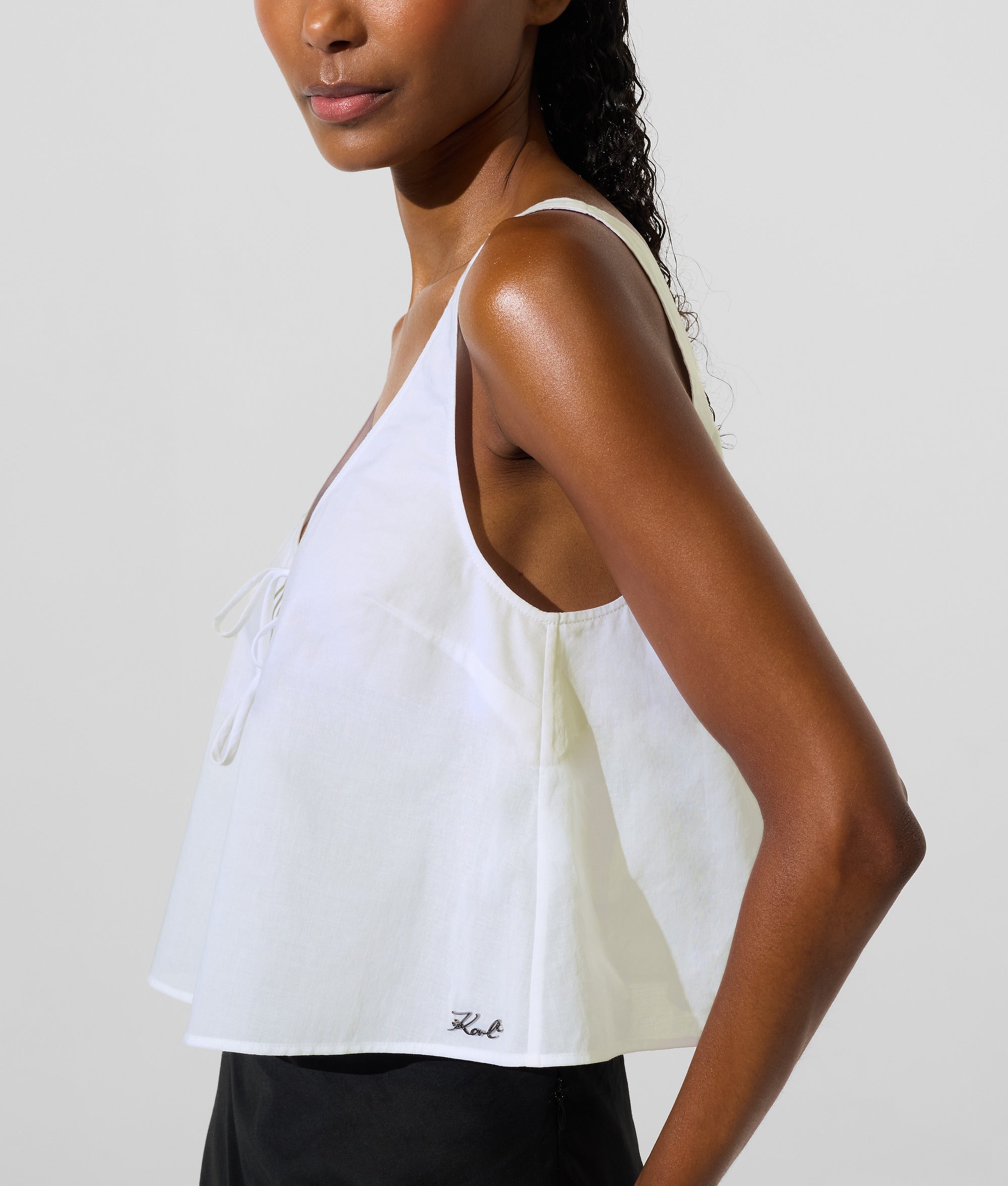 TOP PLAYERO CON NUDO DELANTERO Blanco Mujer KARL LAGERFELD