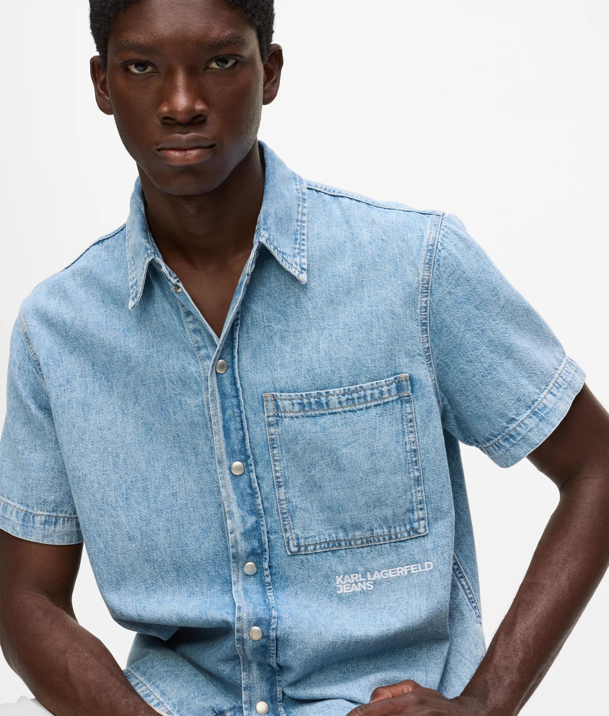Kl Jeans - Short-sleeved Denim Shirt, Man, Blue, Size: S Kl Jeans - Short-sleeved Denim Shirt, Man, Blue, Size: S