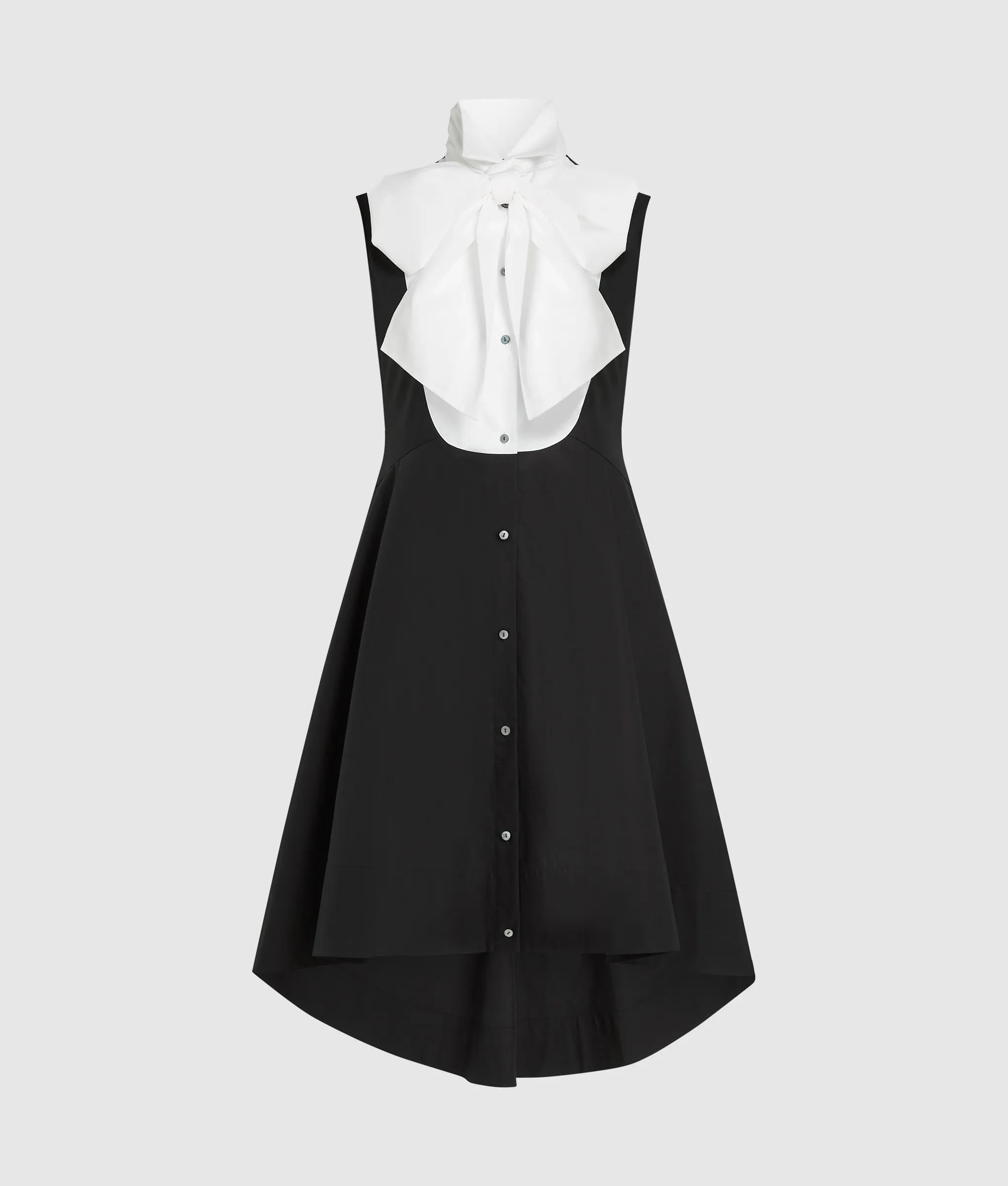 Bow detail shirt dress | White/Black | Women