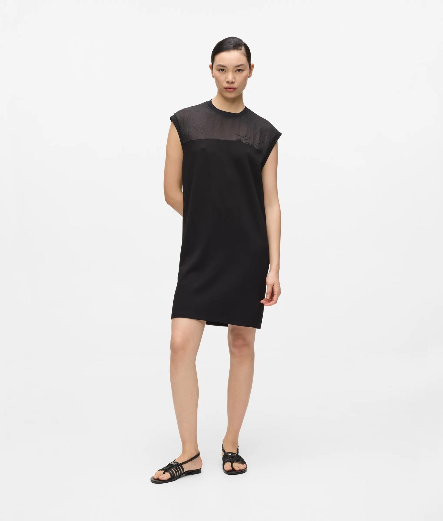 sheer black t shirt dress boohoo Women's Mesh Hem T-Shirt Dress in Black
