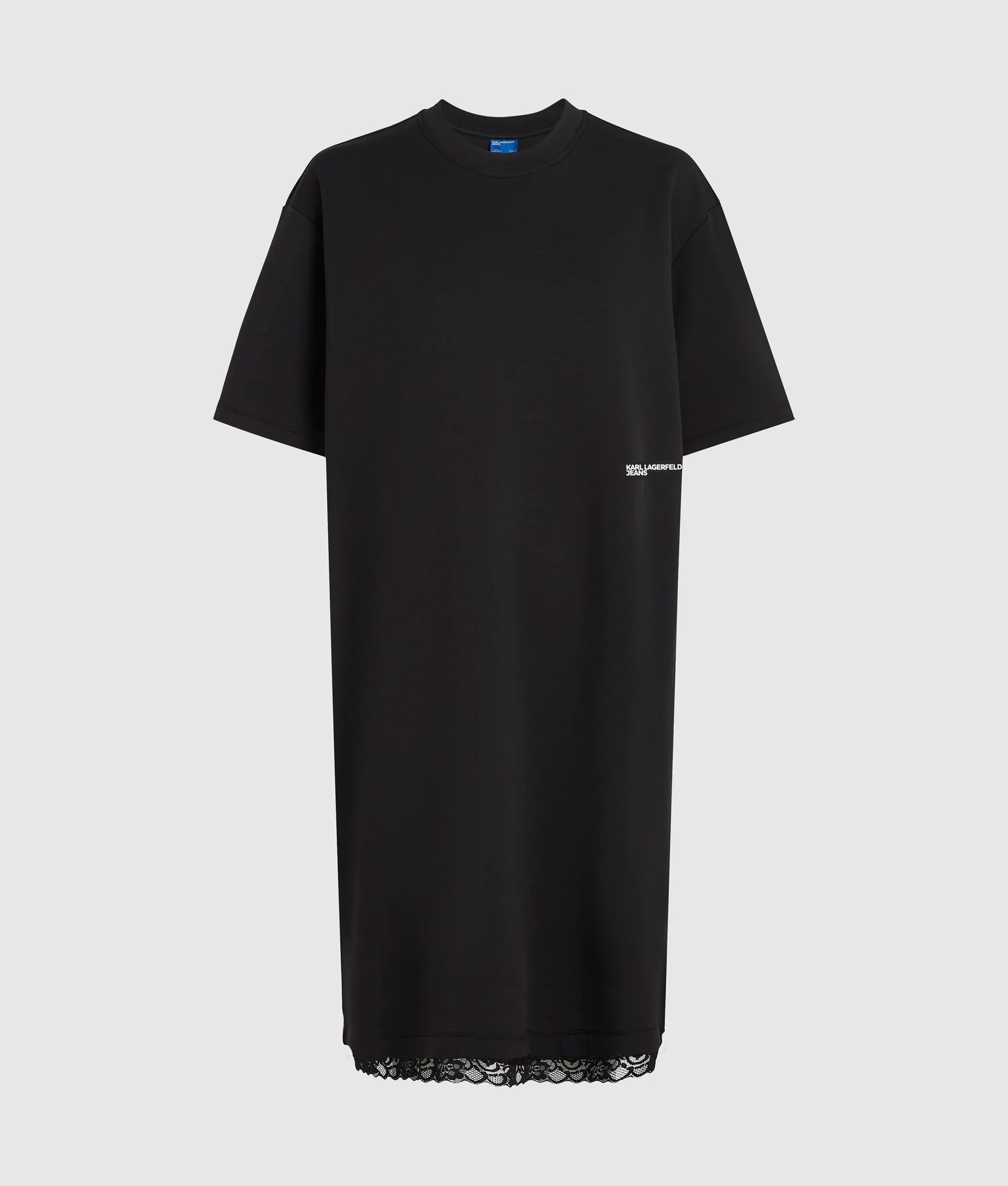 Lace Hem Relaxed T-Shirt Dress Black Women | KARL LAGERFELD | Page 1 Lace Hem Relaxed T-Shirt Dress Black Women | KARL LAGERFELD | Page 1