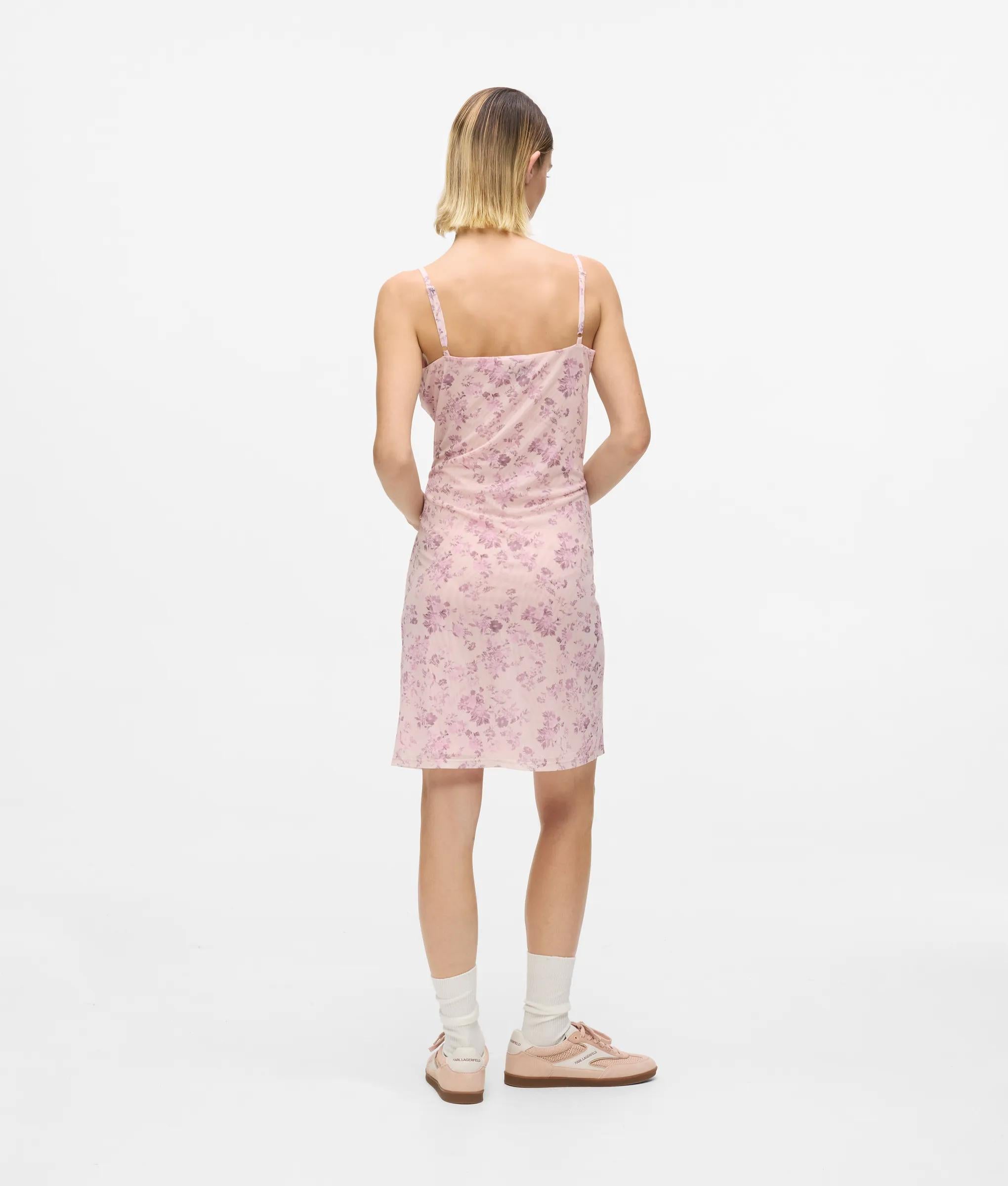 pink mesh slip dress Current Mood Mesh Overlay Ribbon Mini Slip Dress