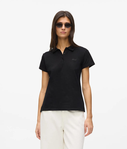 Signature piqué polo shirt | Black | Women | KARL LAGERFELD