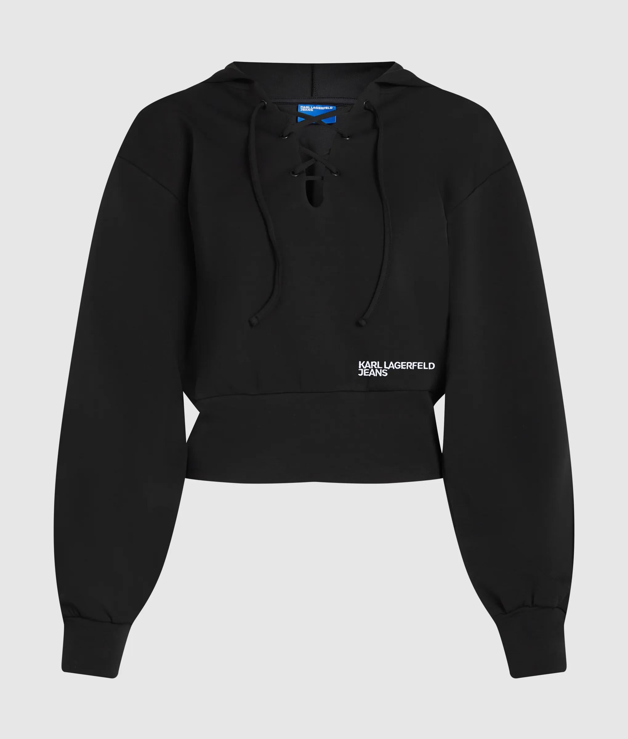Lace-up hoodie | Black | Women | KARL LAGERFELD