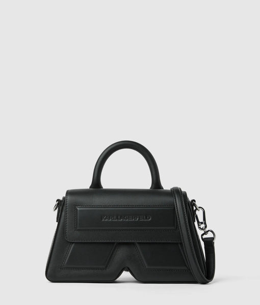 Ikon K leather top handle bag | Black-Nickel | Women | KARL LAGERFELD