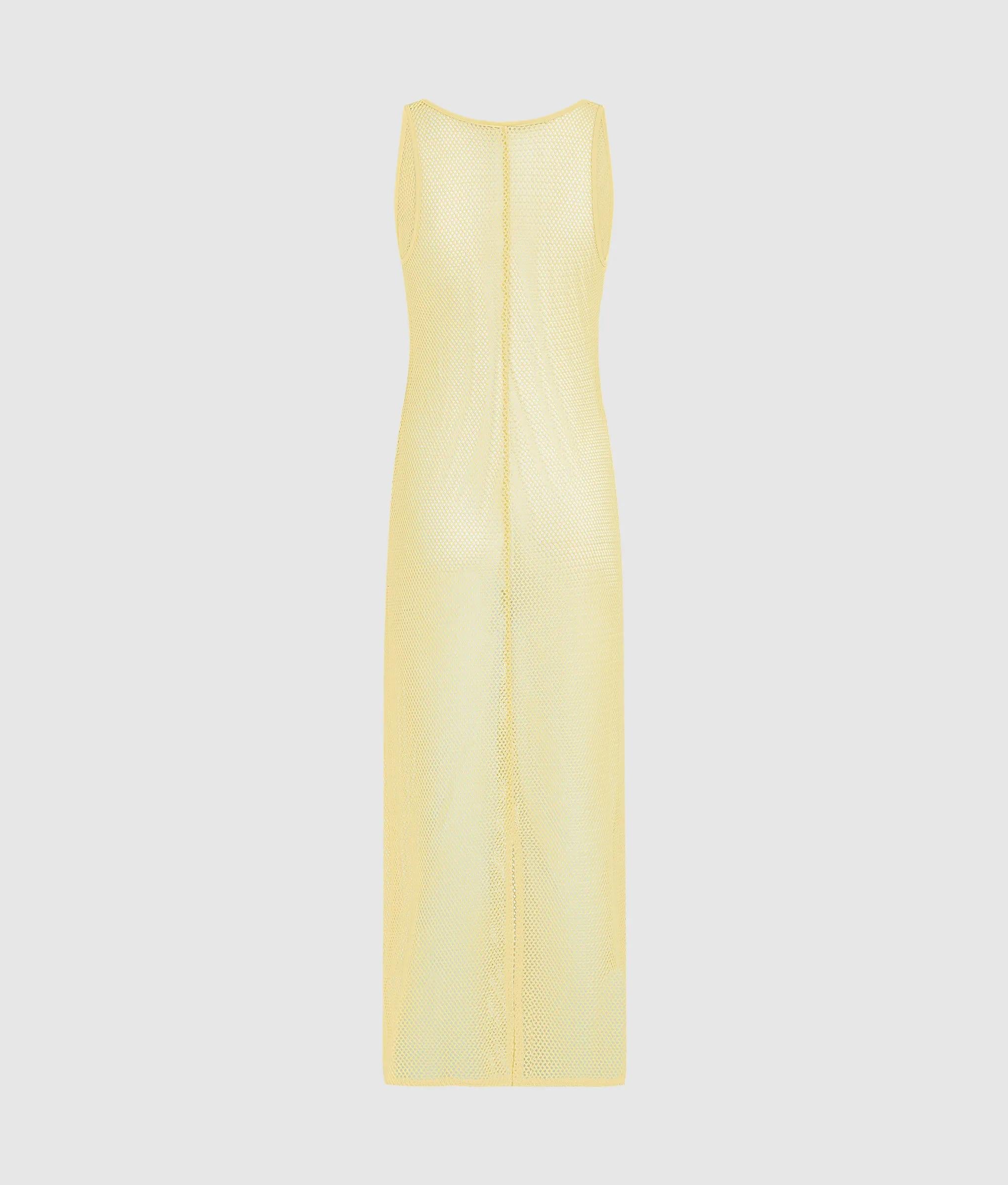 yellow crochet beach dress Kavi Yellow Knitted Mini Dress