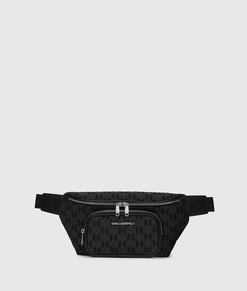 K/Monogram Jacquard belt bag | Black | Men | KARL LAGERFELD CA