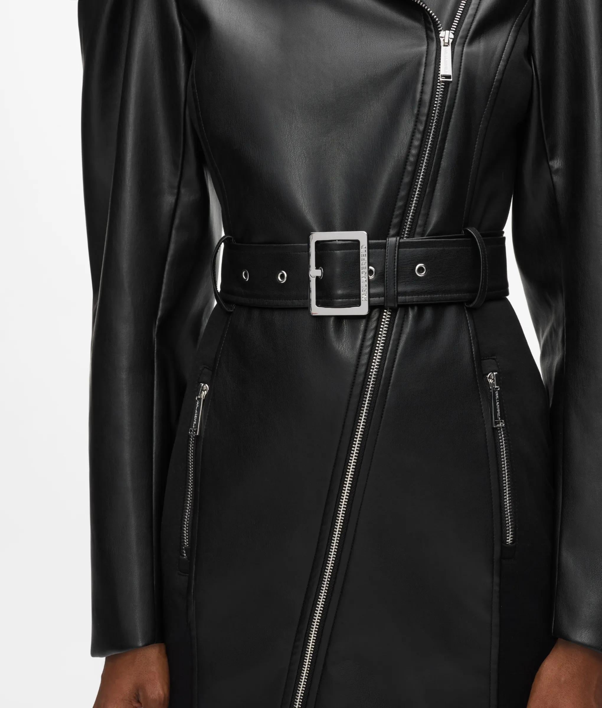 faux leather biker dress ASOS DESIGN washed faux leather biker dress in black