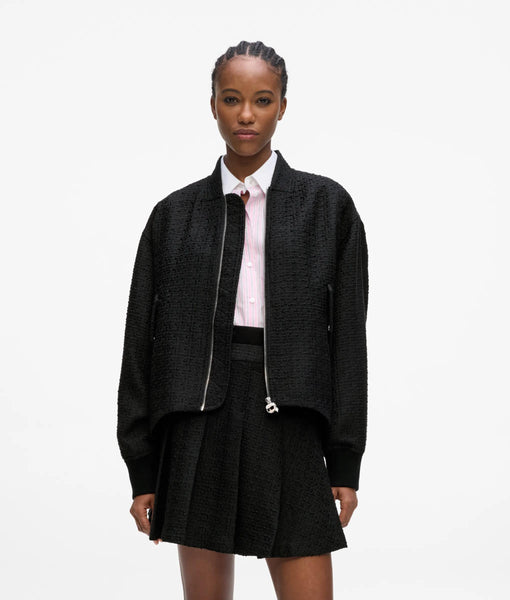 Ikon bouclé bomber jacket | Black | Women | KARL LAGERFELD NL