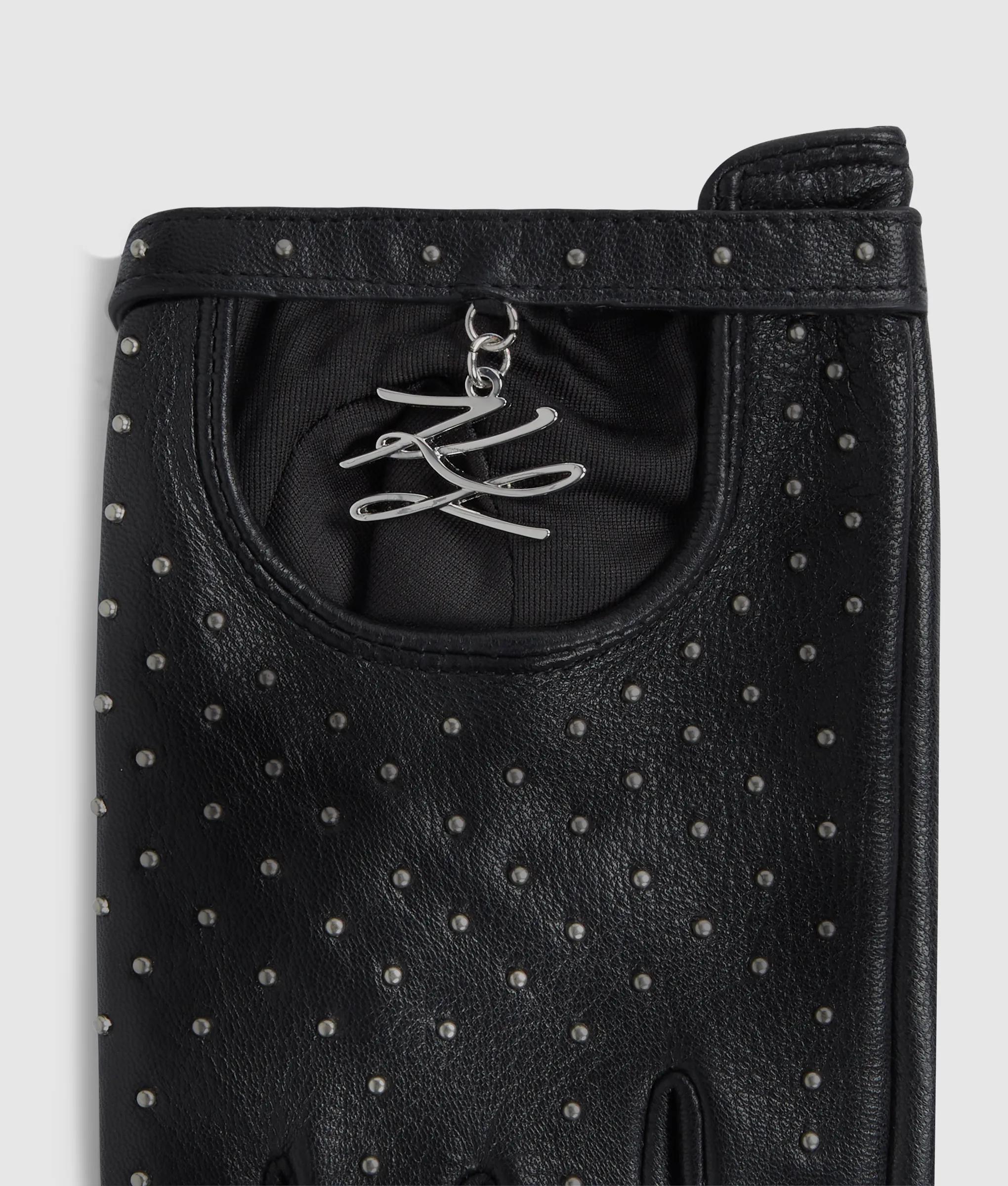 karl lagerfeld handschuhe damen K/Autograph Fingerlose Handschuhe mit Nieten | Schwarz | Damen | KARL LAGERFELD