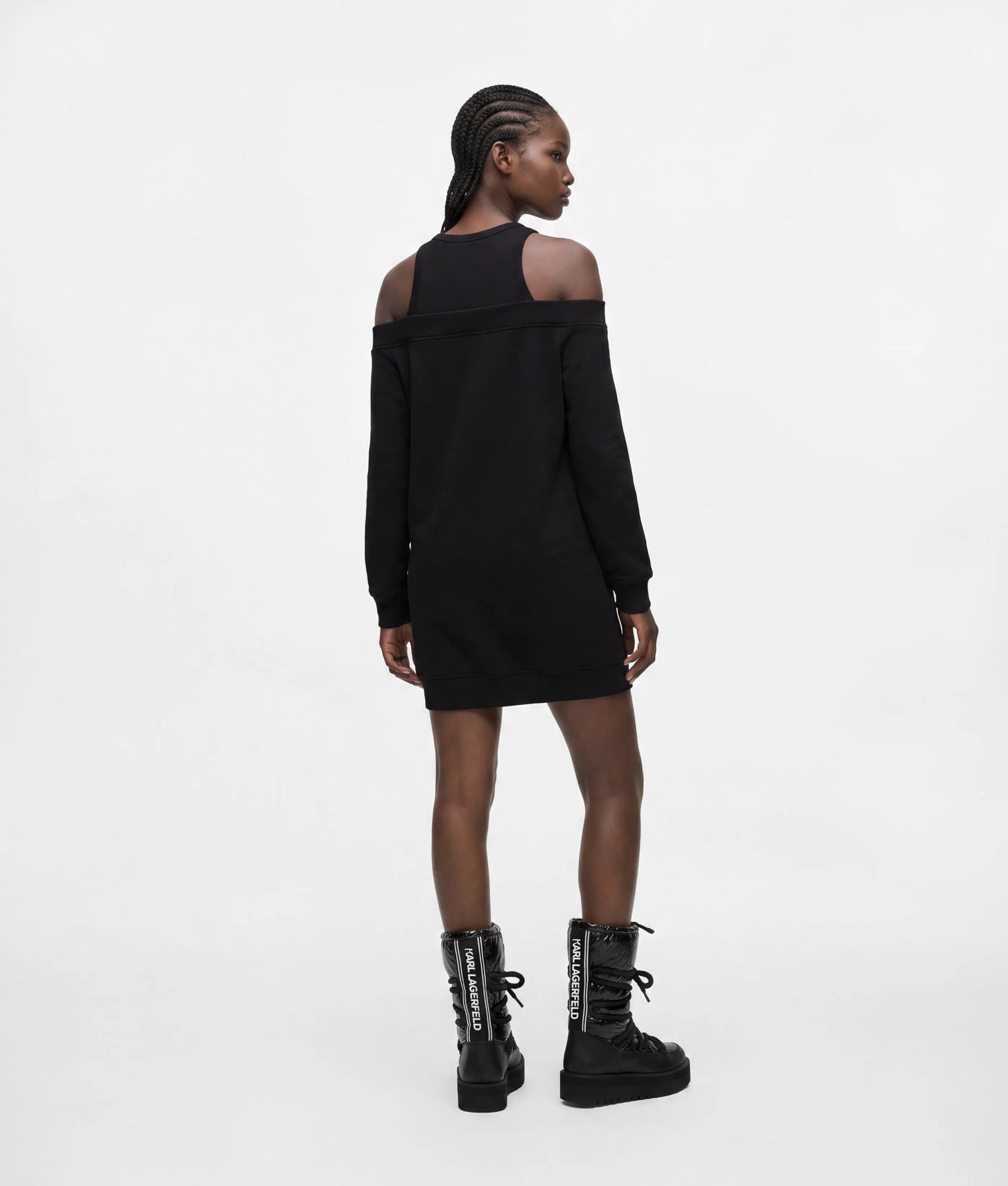 Cold-shoulder sweat dress | Black | Women