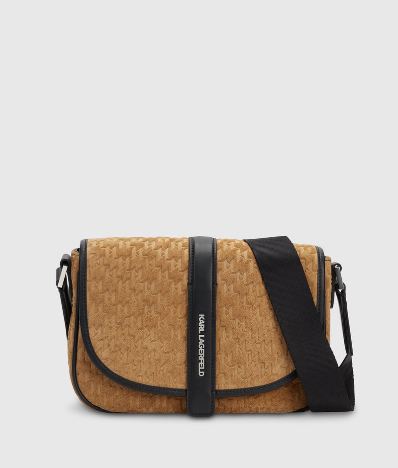 Karl Lagerfeld K/Monogram suede messenger bag - One size