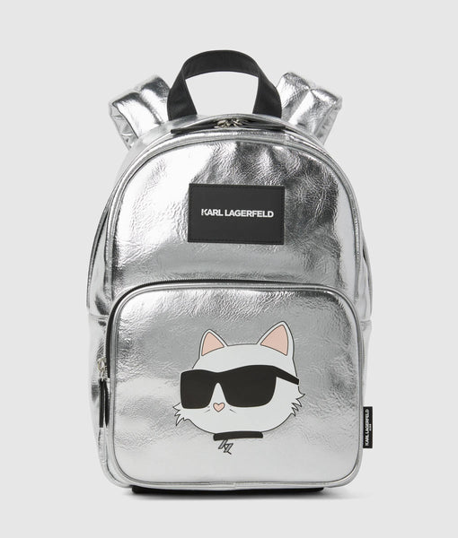 Girls Ikon Choupette metallic backpack | Light Grey Mel | Kids