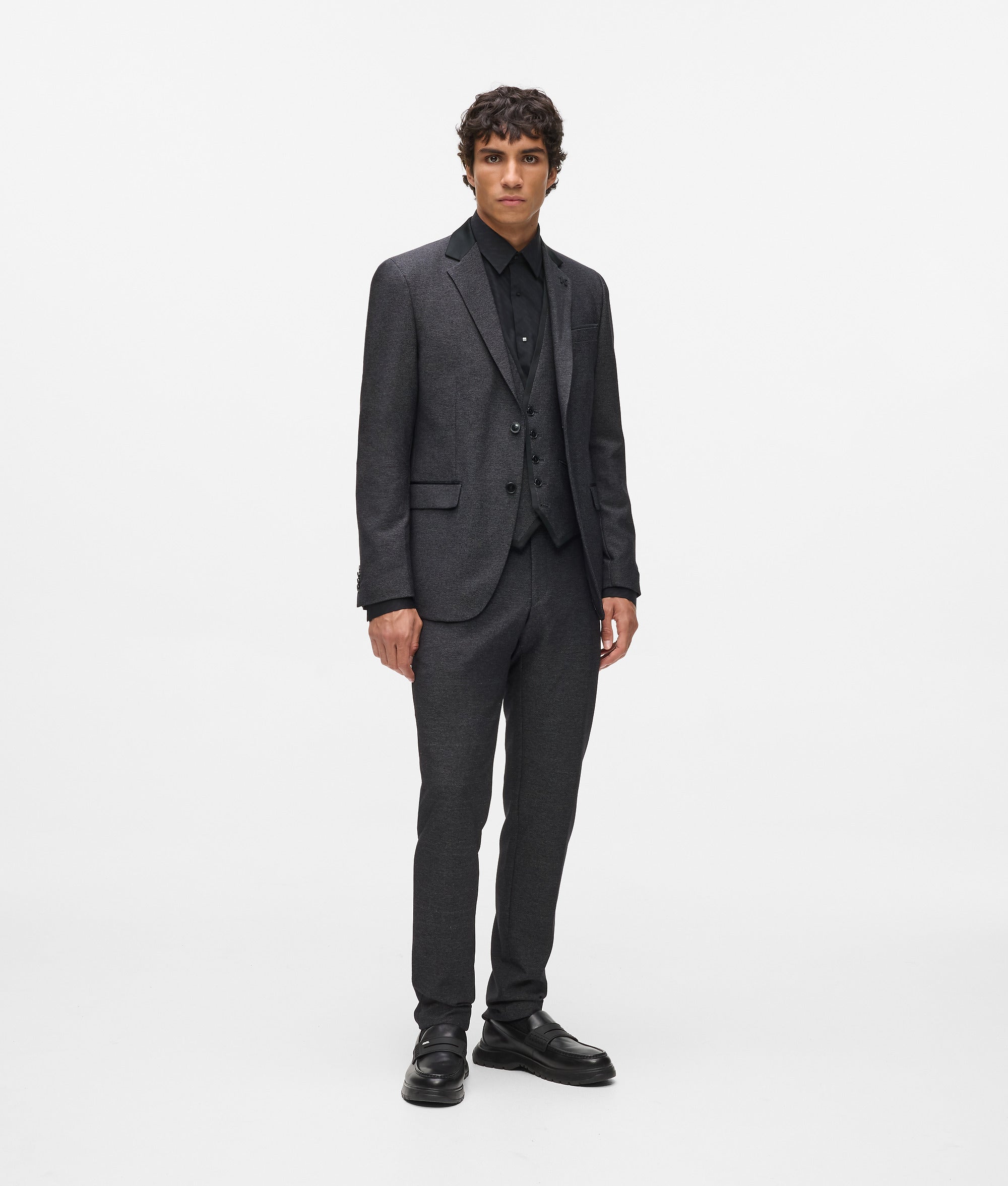 Satin collar blazer Black/White Men KARL LAGERFELD