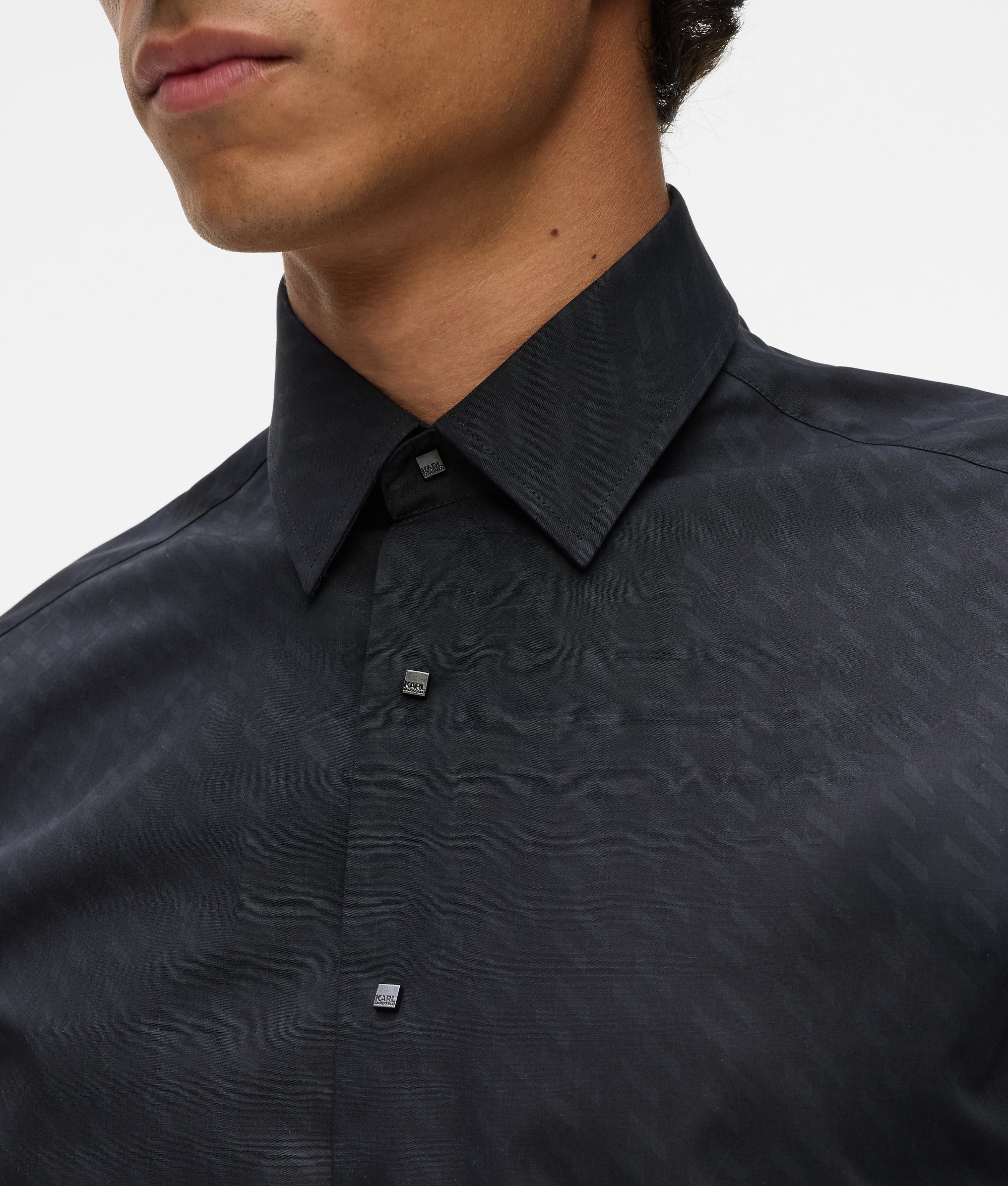 black buttons for dress shirt Square buttons shirt | BLACK/BLACK | Men | KARL LAGERFELD
