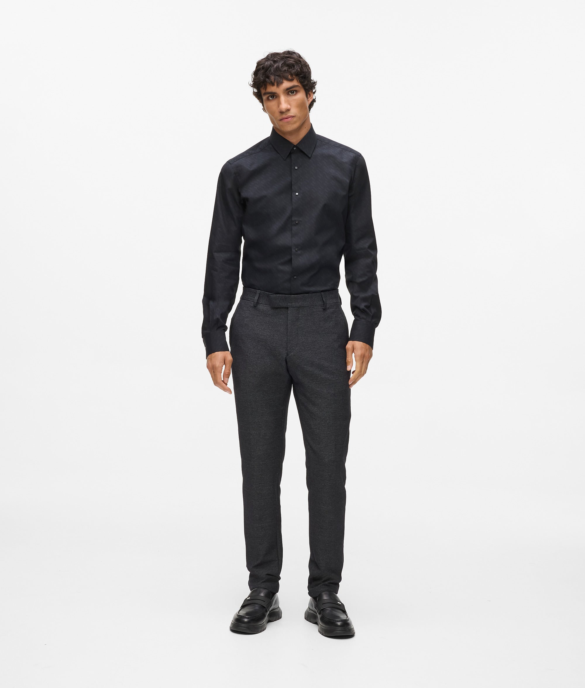 black buttons for dress shirt Square buttons shirt | BLACK/BLACK | Men | KARL LAGERFELD