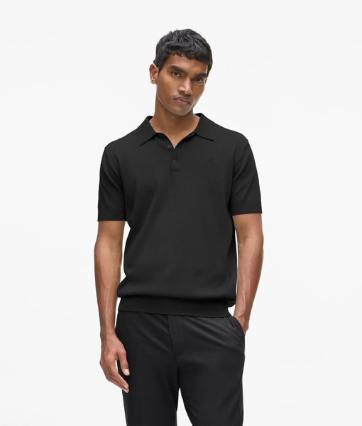Knit polo shirt | Black | Men | KARL LAGERFELD | Page 1