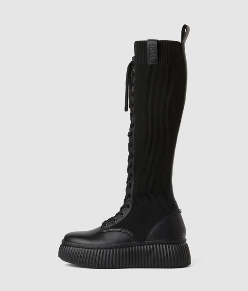 Kreeper tall knitted boots | Black | Women | KARL LAGERFELD
