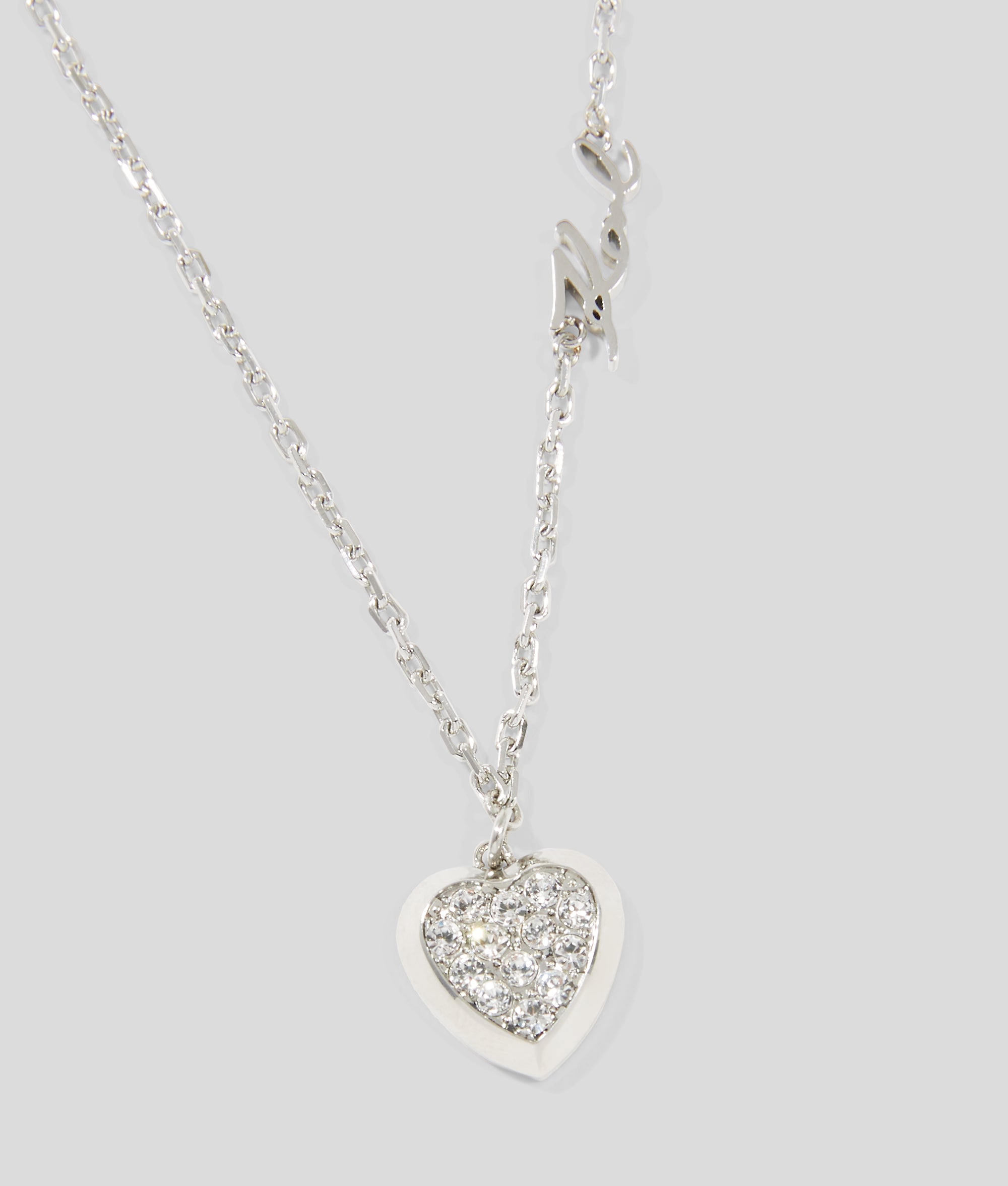 PAV HEART CHARM NECKLACE Silver Women KARL LAGERFELD pav-heart-charm-necklace-silver-women-karl-lagerfeld
